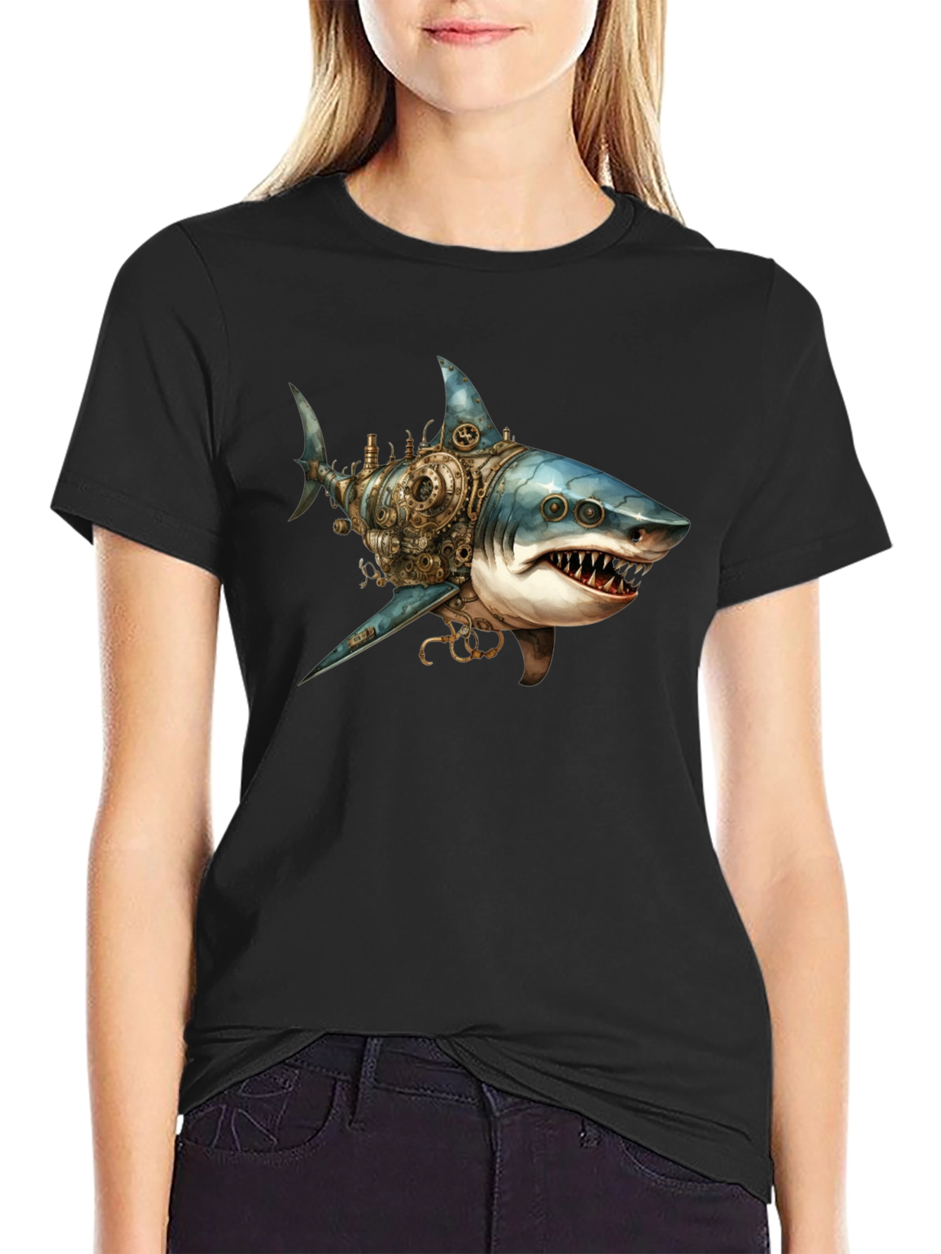 Steampunk Shark Graphic T-Shirt