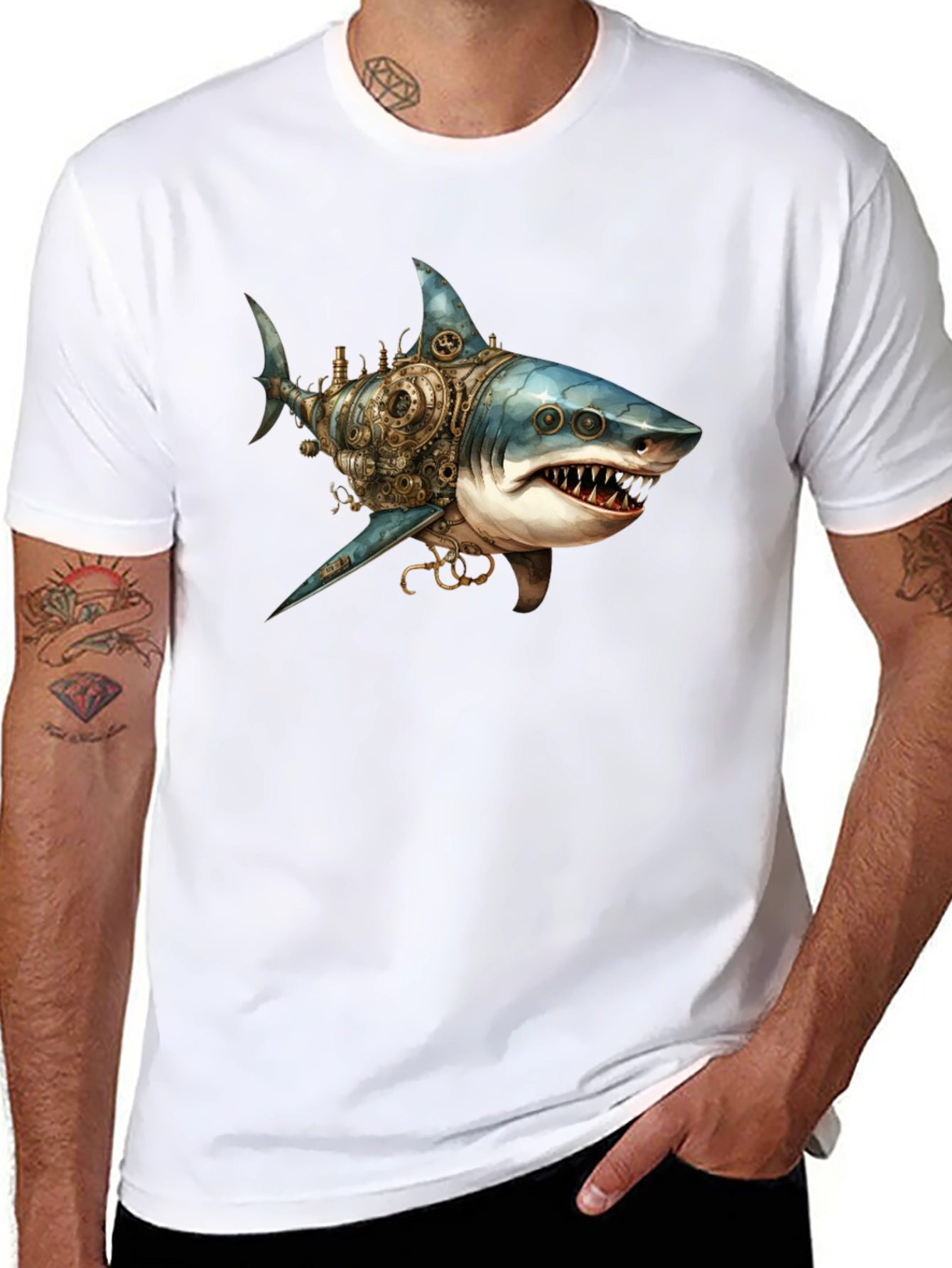 Steampunk Shark Graphic T-Shirt