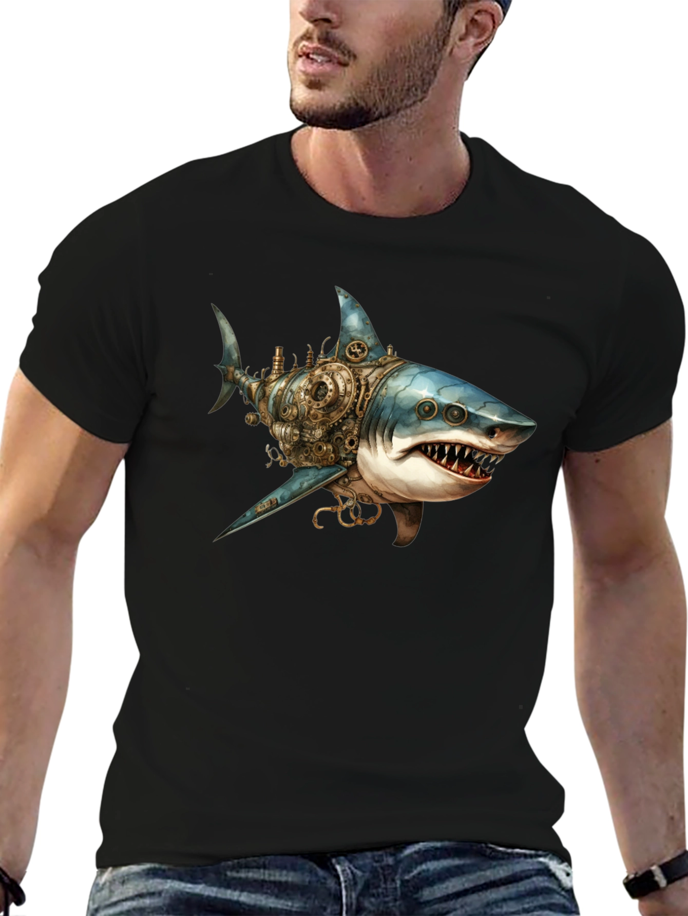 Steampunk Shark Graphic T-Shirt