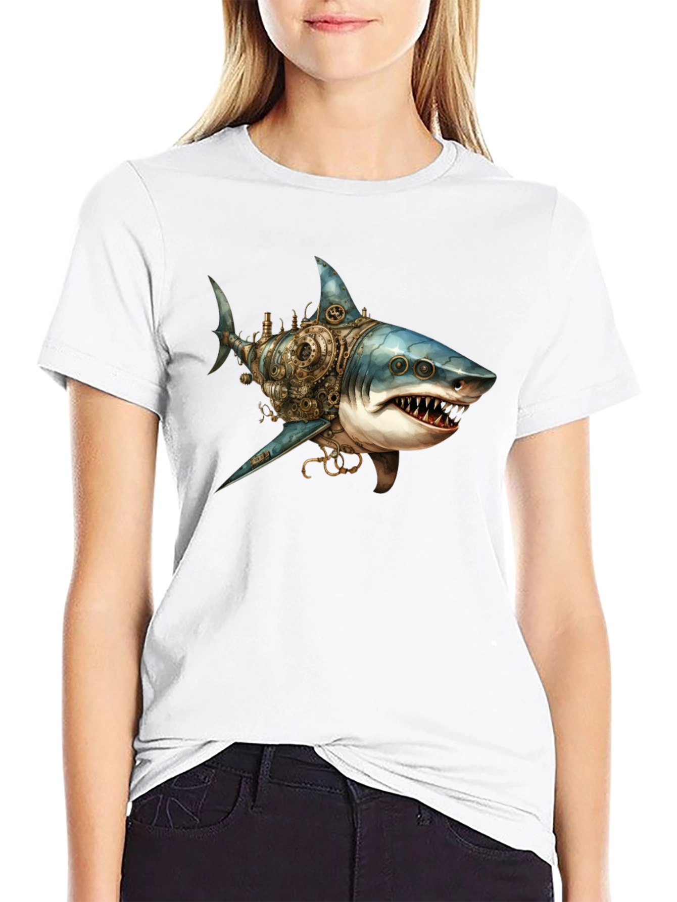 Steampunk Shark Graphic T-Shirt