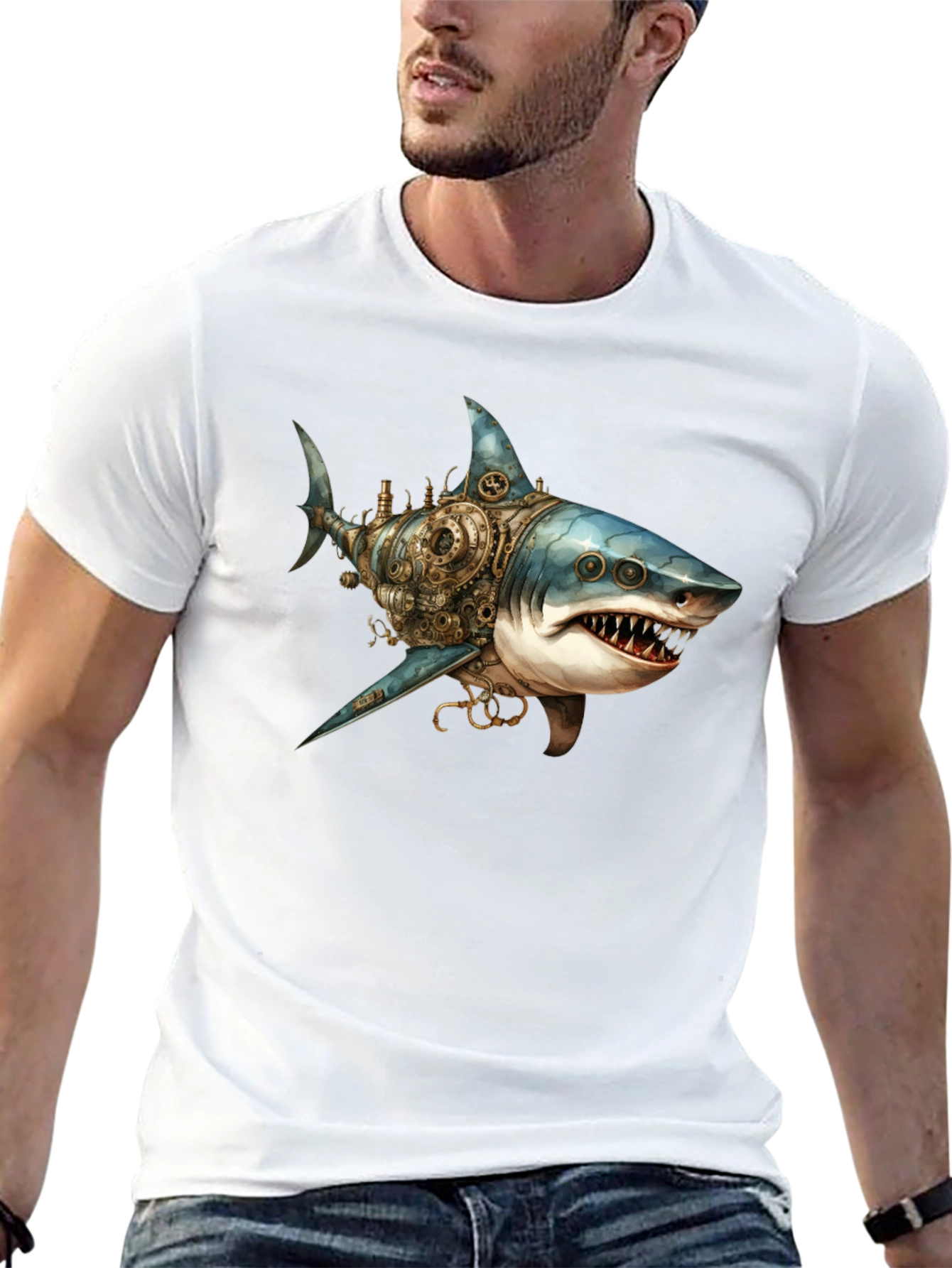 Steampunk Shark Graphic T-Shirt