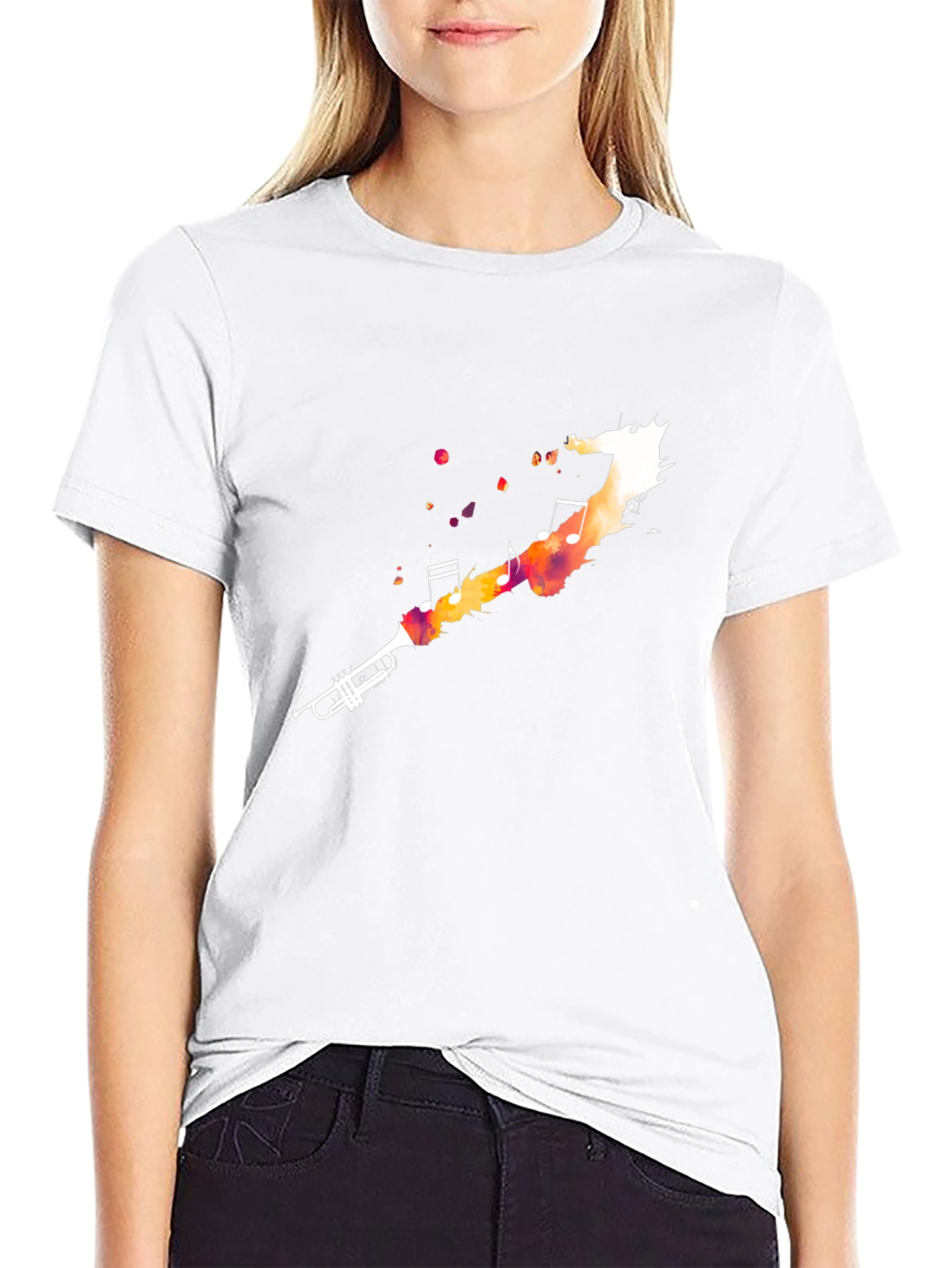Musical Trumpet Graphic Tee - Black Cotton T-Shirt