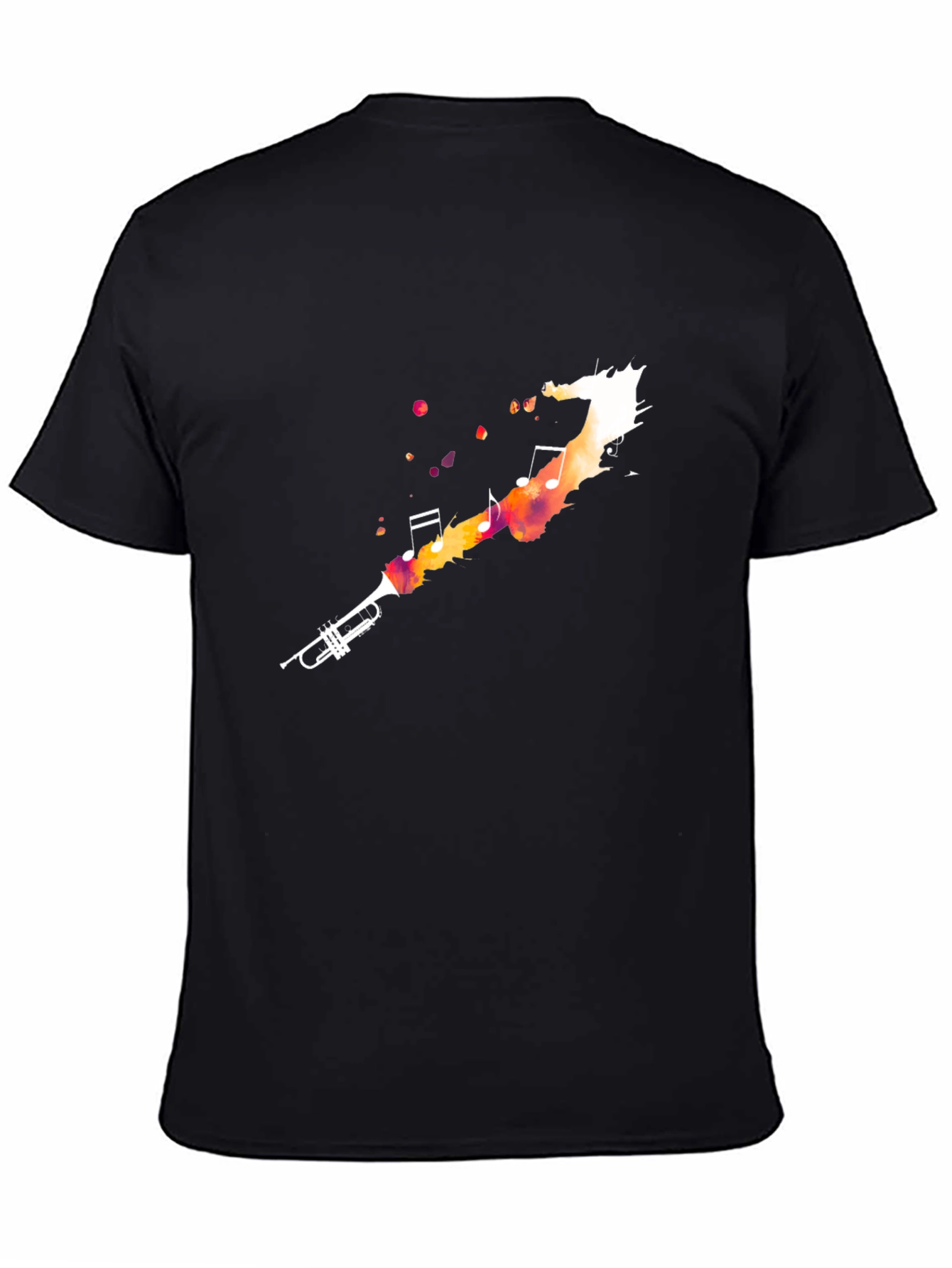 Musical Trumpet Graphic Tee - Black Cotton T-Shirt
