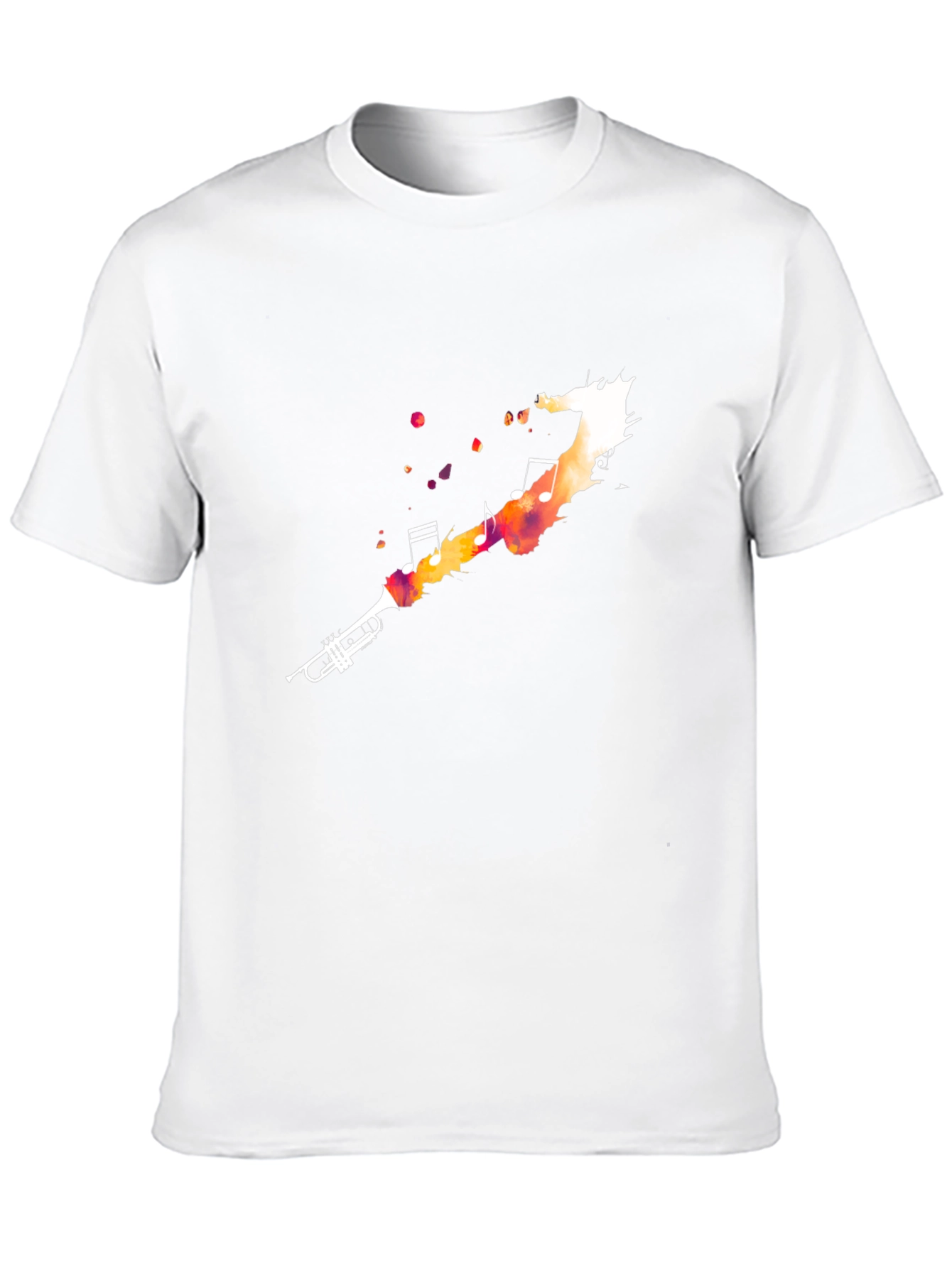 Musical Trumpet Graphic Tee - Black Cotton T-Shirt