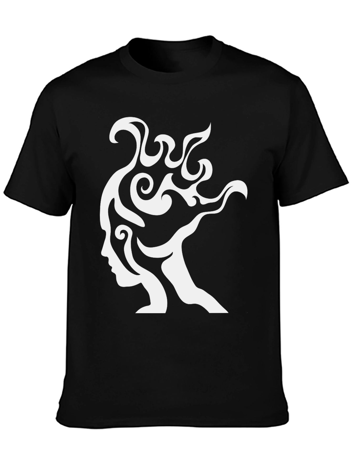 Abstract Silhouette Graphic Tee - Modern Black T-Shirt