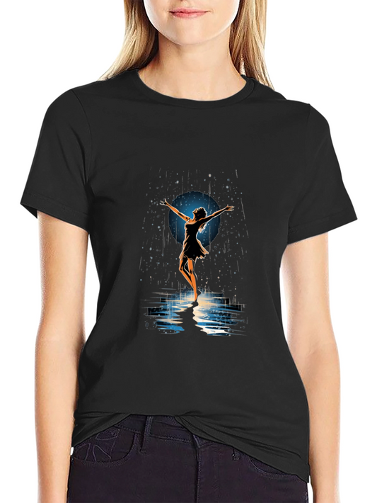 Dancing in the Rain Graphic Tee - Black Cotton Comfort
