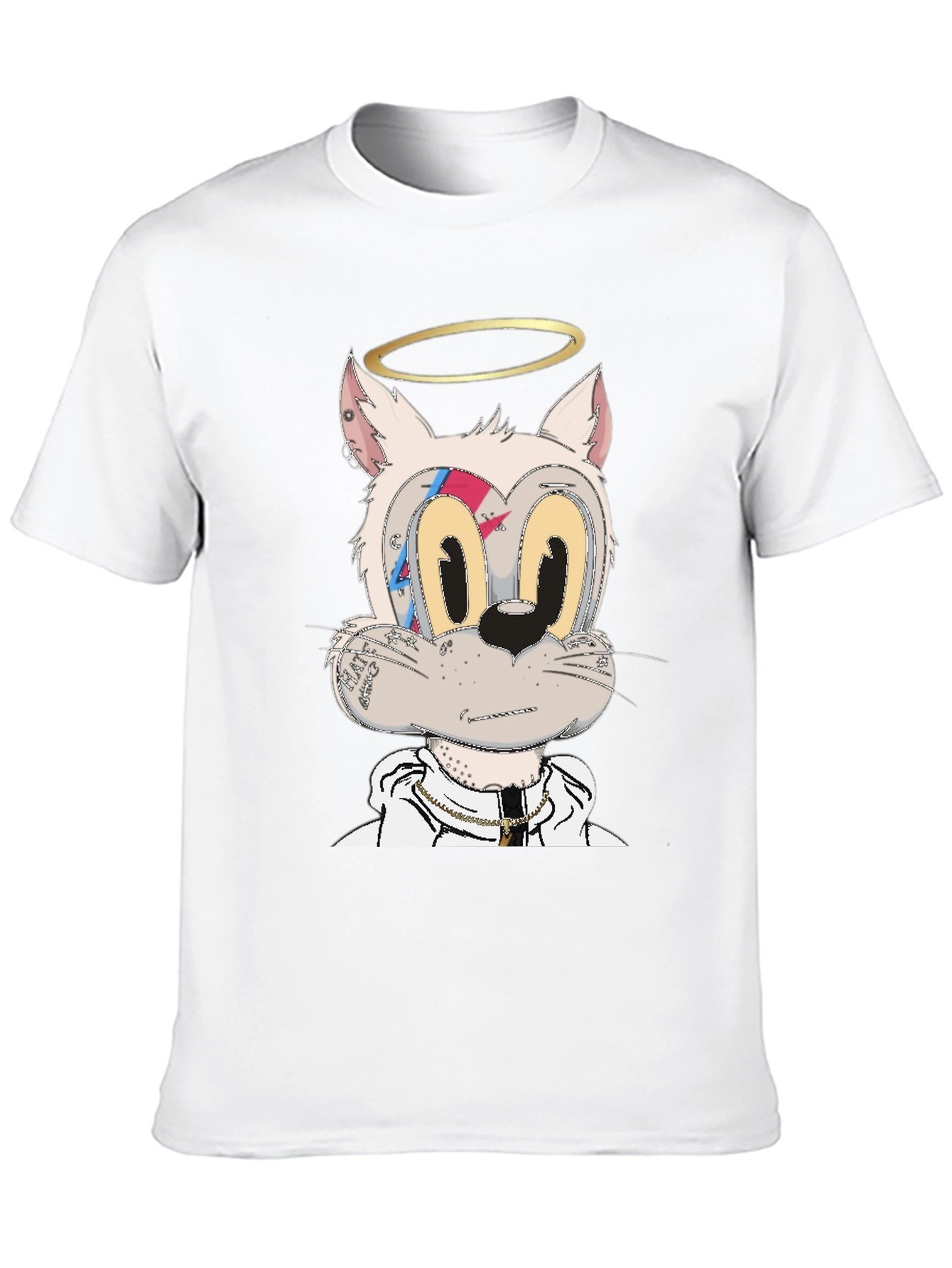 Cartoon Cat Graphic T-Shirt - Black