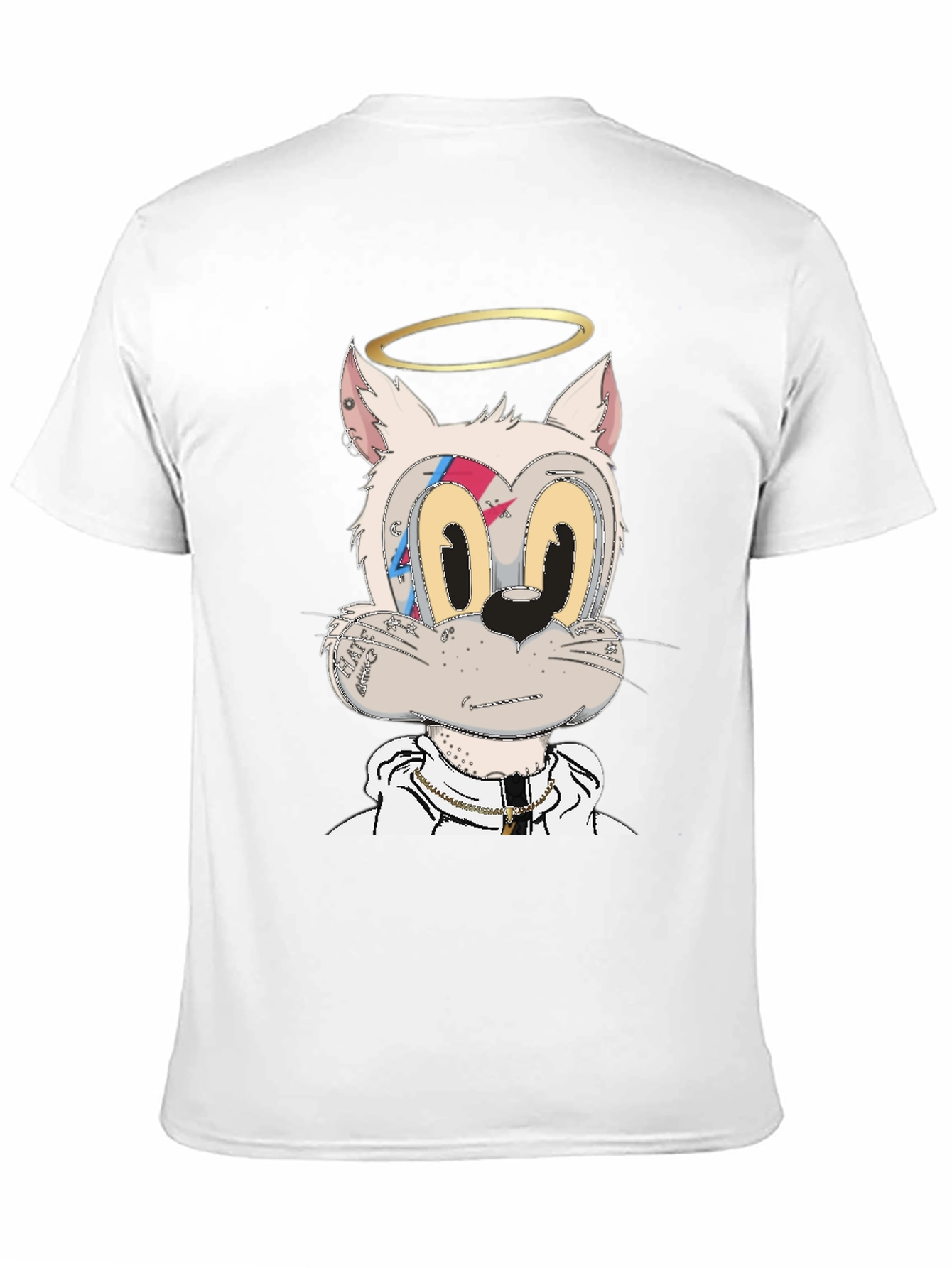 Cartoon Cat Graphic T-Shirt - Black