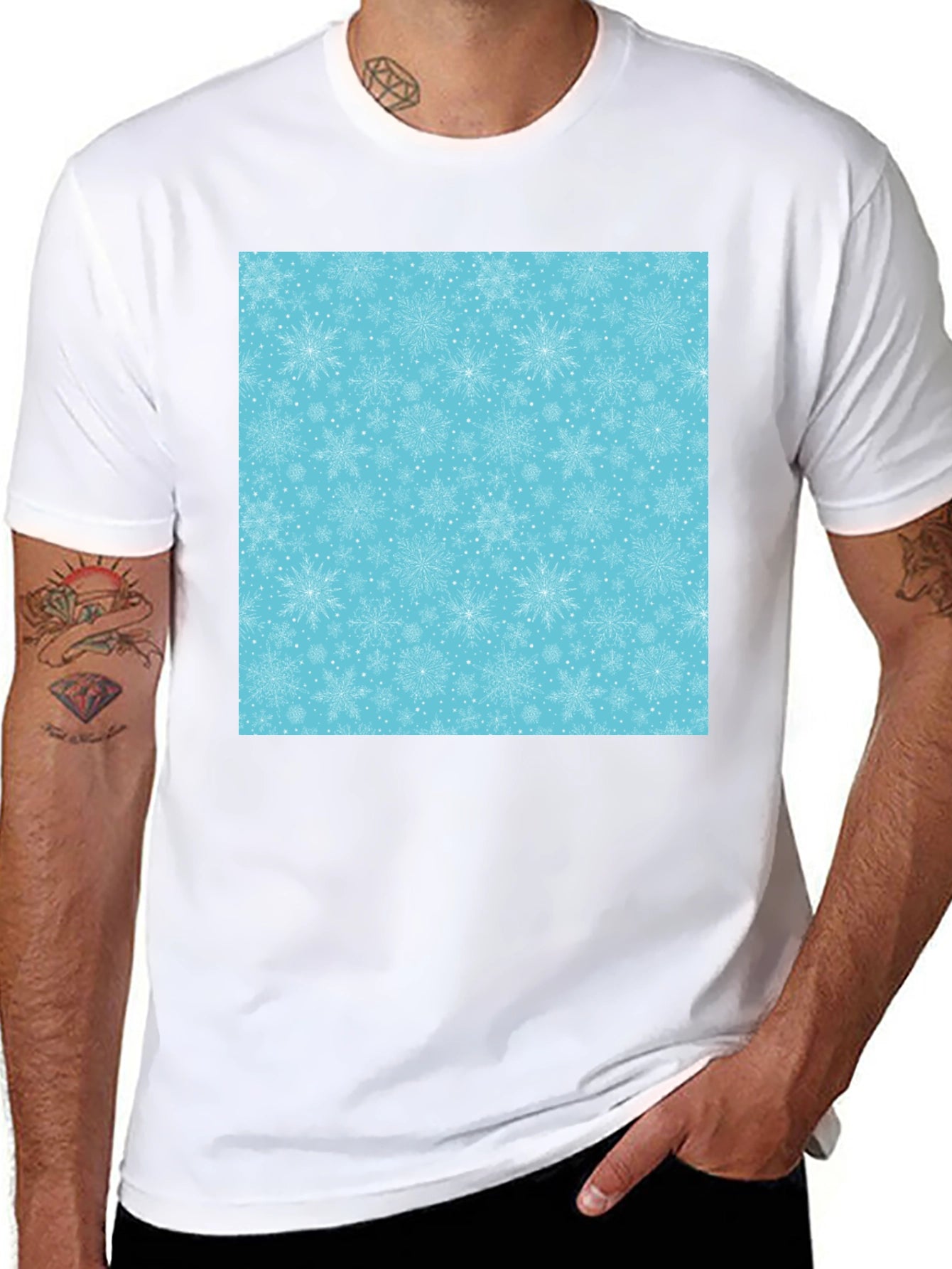 Snowflake Pattern Black Tee