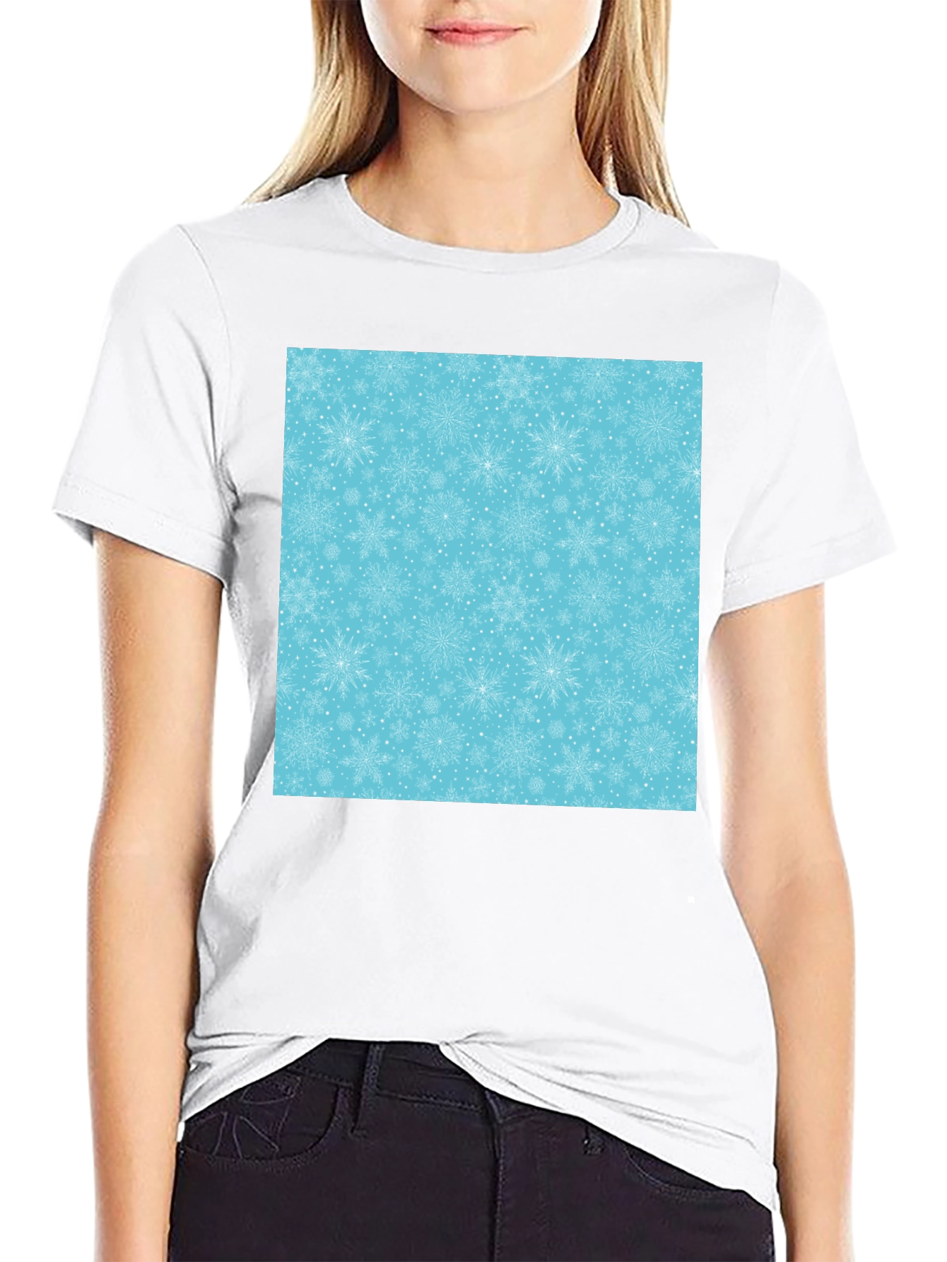 Snowflake Pattern Black Tee
