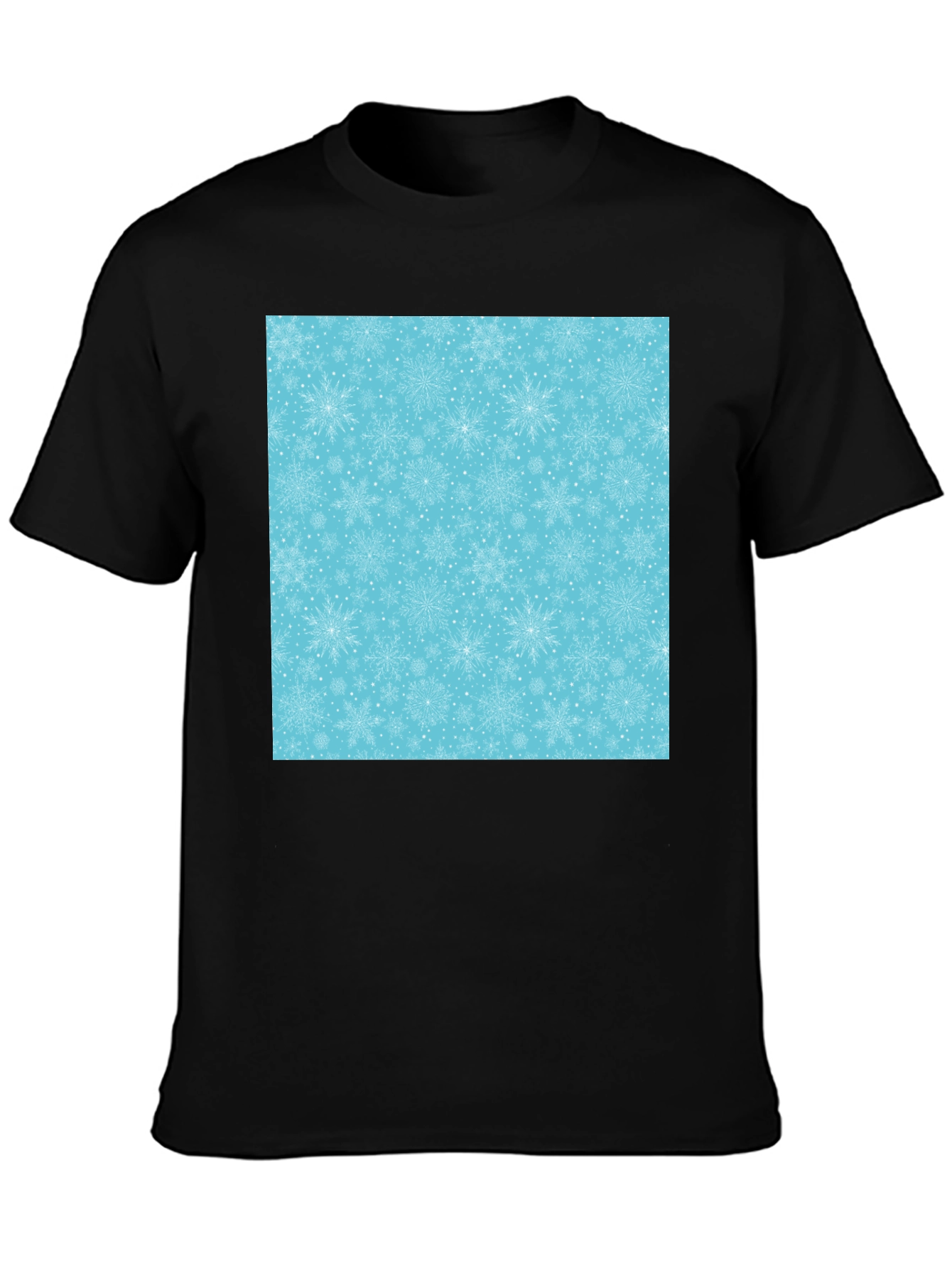 Snowflake Pattern Black Tee