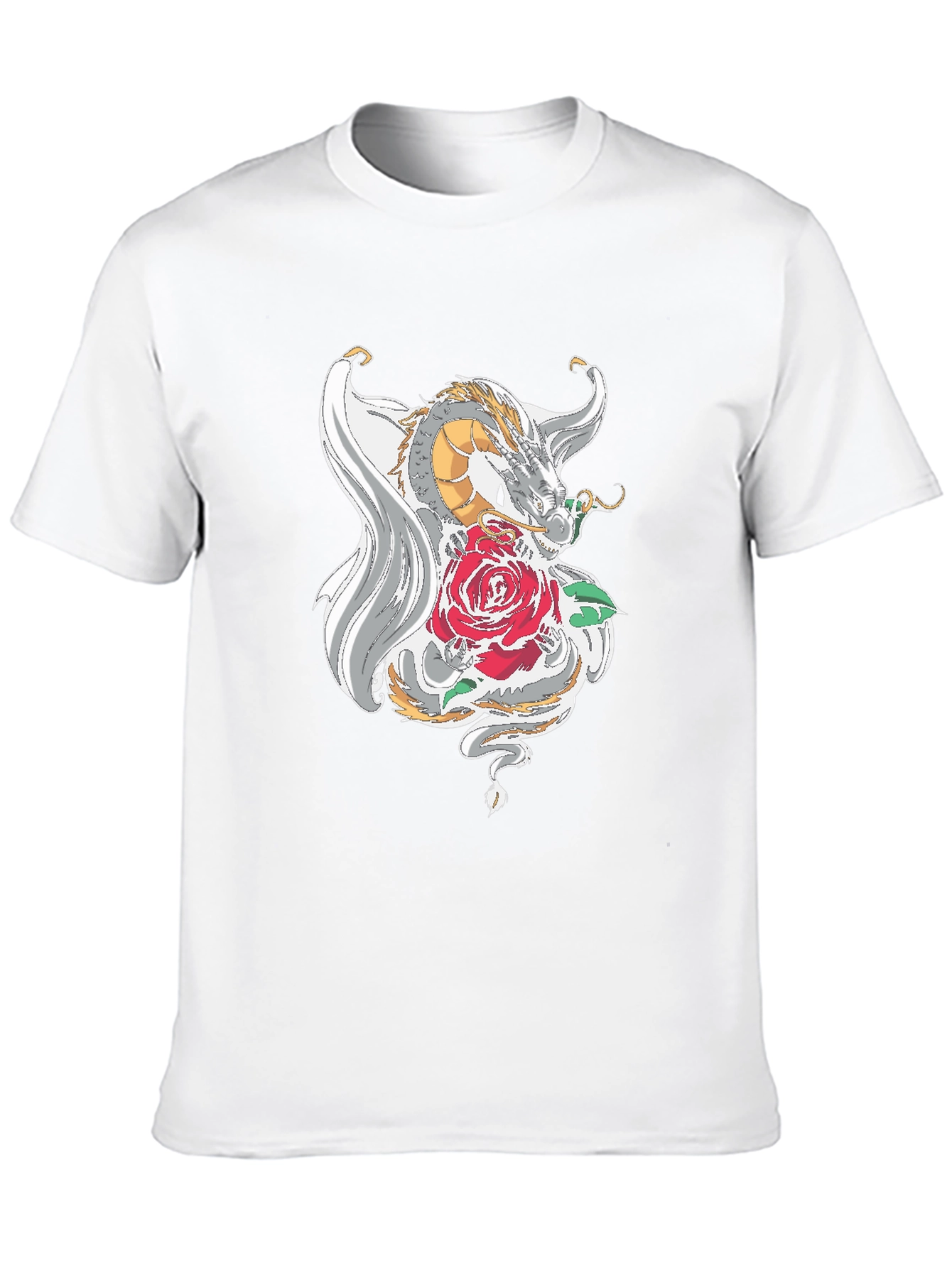 Dragon and Rose Graphic Tee - Black
