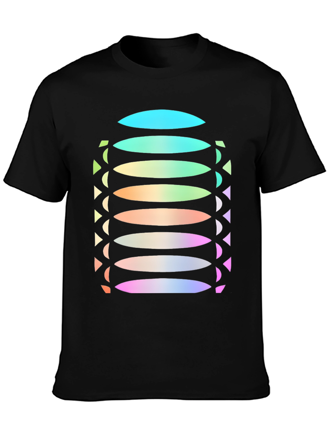 Abstract Gradient Disc Pattern Black Tee