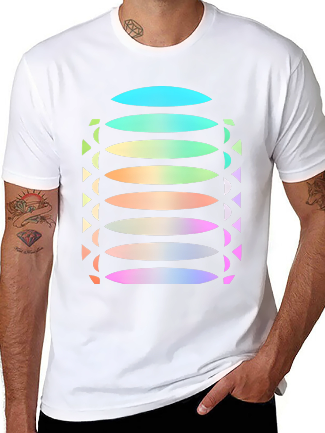 Abstract Gradient Disc Pattern Black Tee