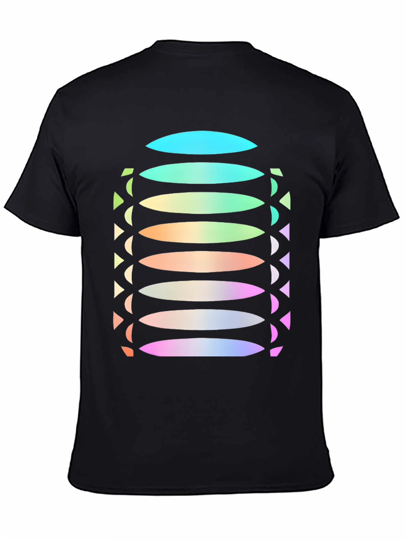 Abstract Gradient Disc Pattern Black Tee