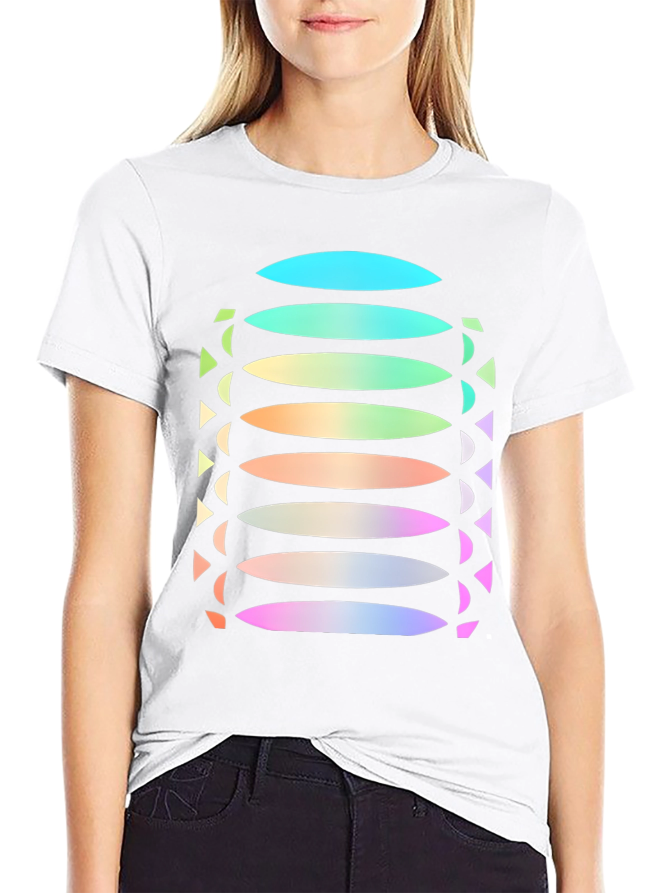 Abstract Gradient Disc Pattern Black Tee