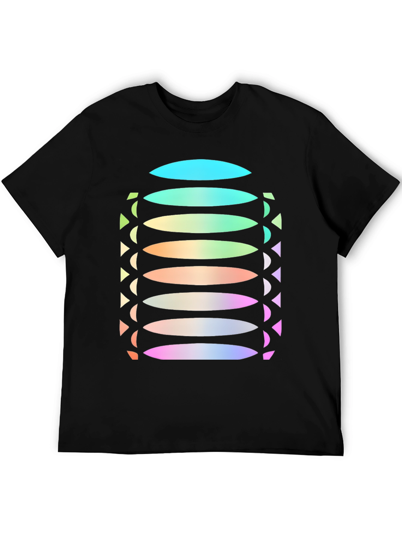 Abstract Gradient Disc Pattern Black Tee