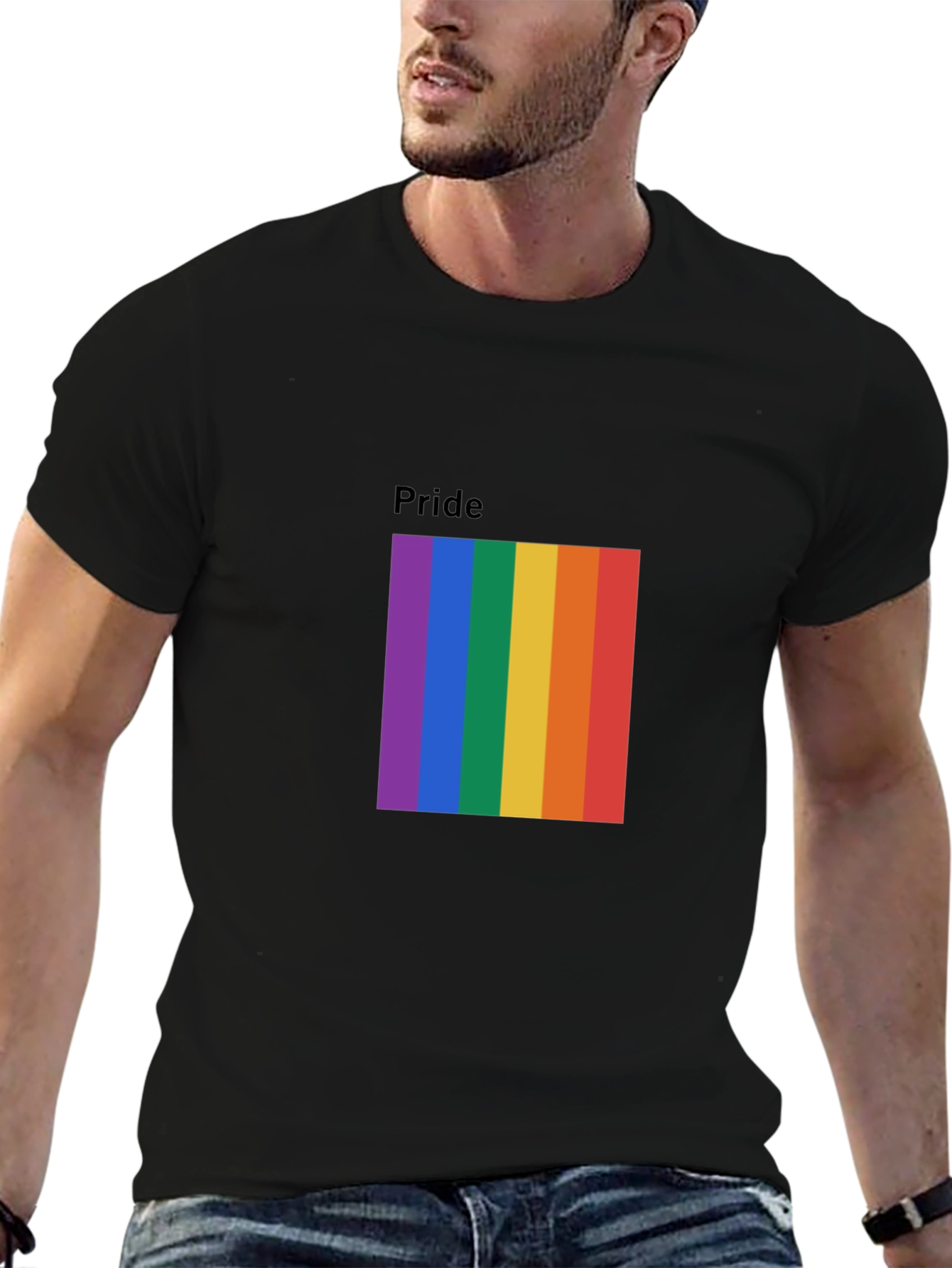 Pride Rainbow Graphic Tee - Black