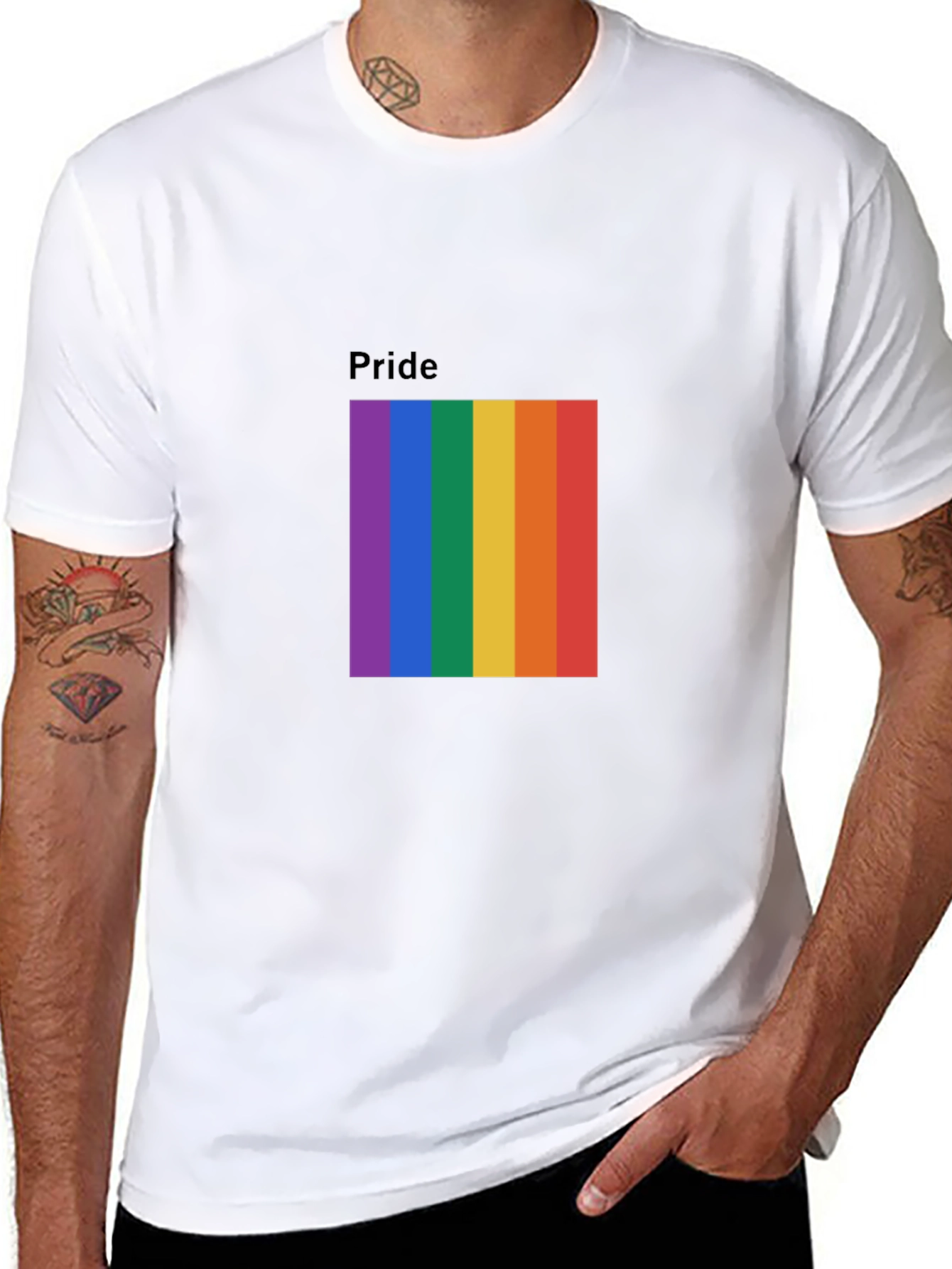Pride Rainbow Graphic Tee - Black