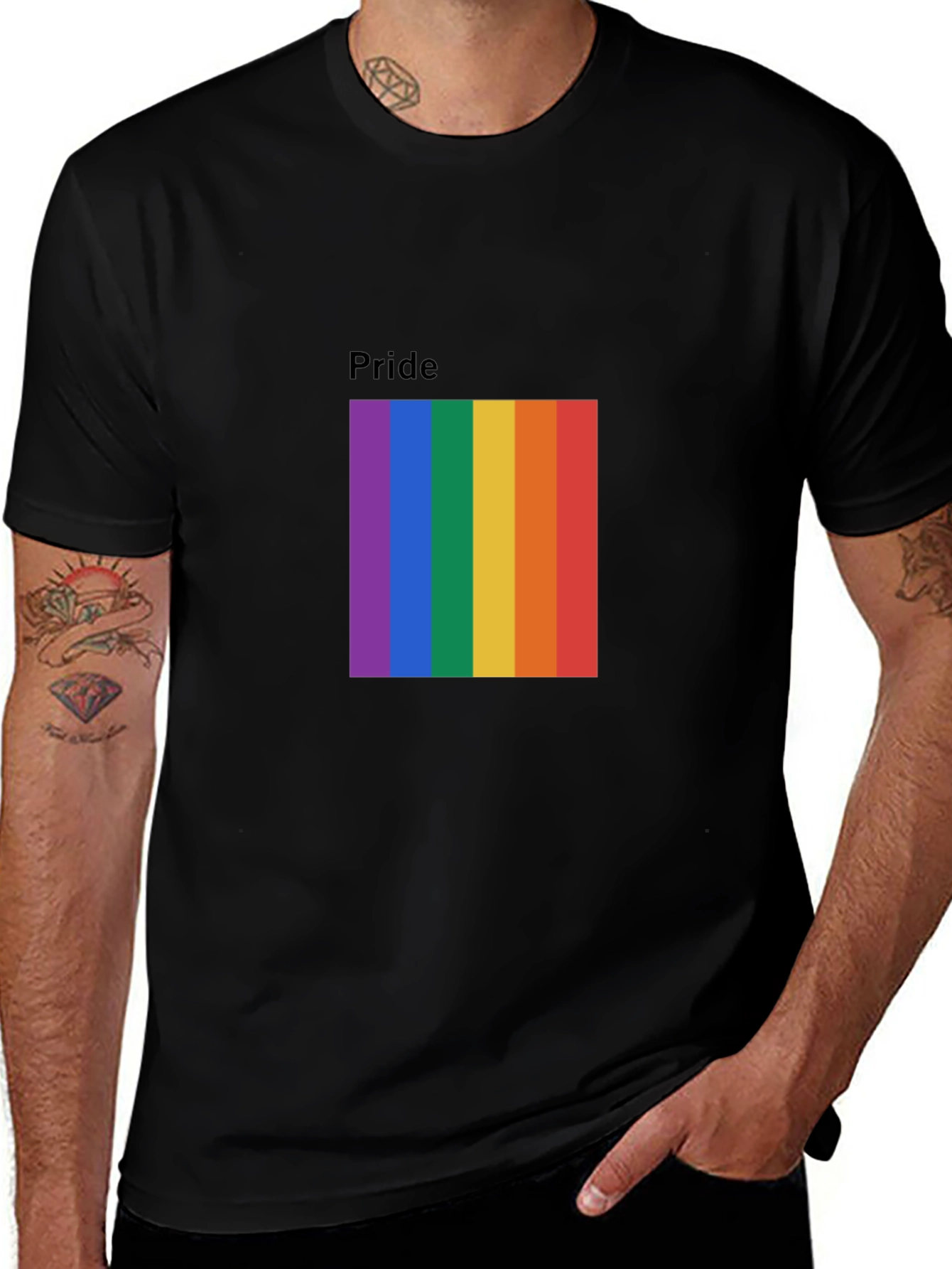 Pride Rainbow Graphic Tee - Black