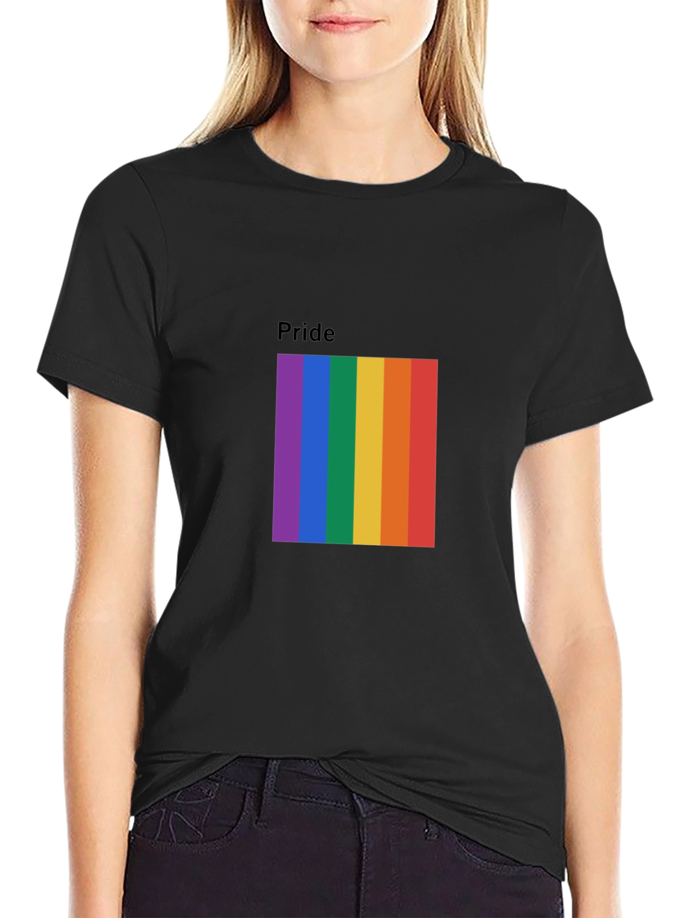 Pride Rainbow Graphic Tee - Black