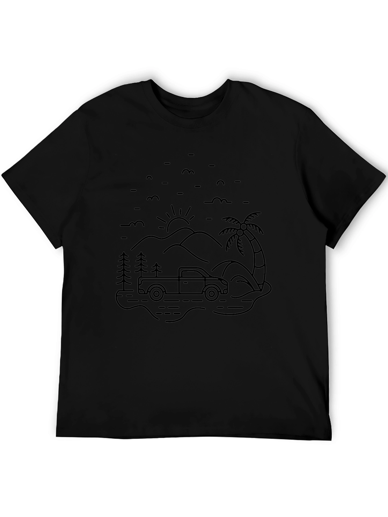 Truck Adventure Graphic Tee - Black Cotton Blend
