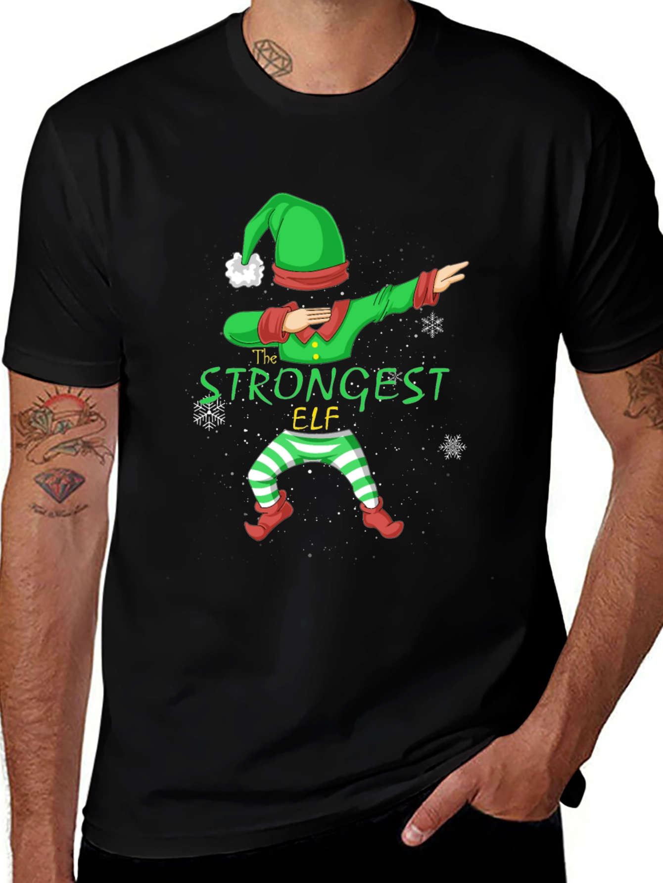 Strongest Elf Christmas Dabbing T-Shirt