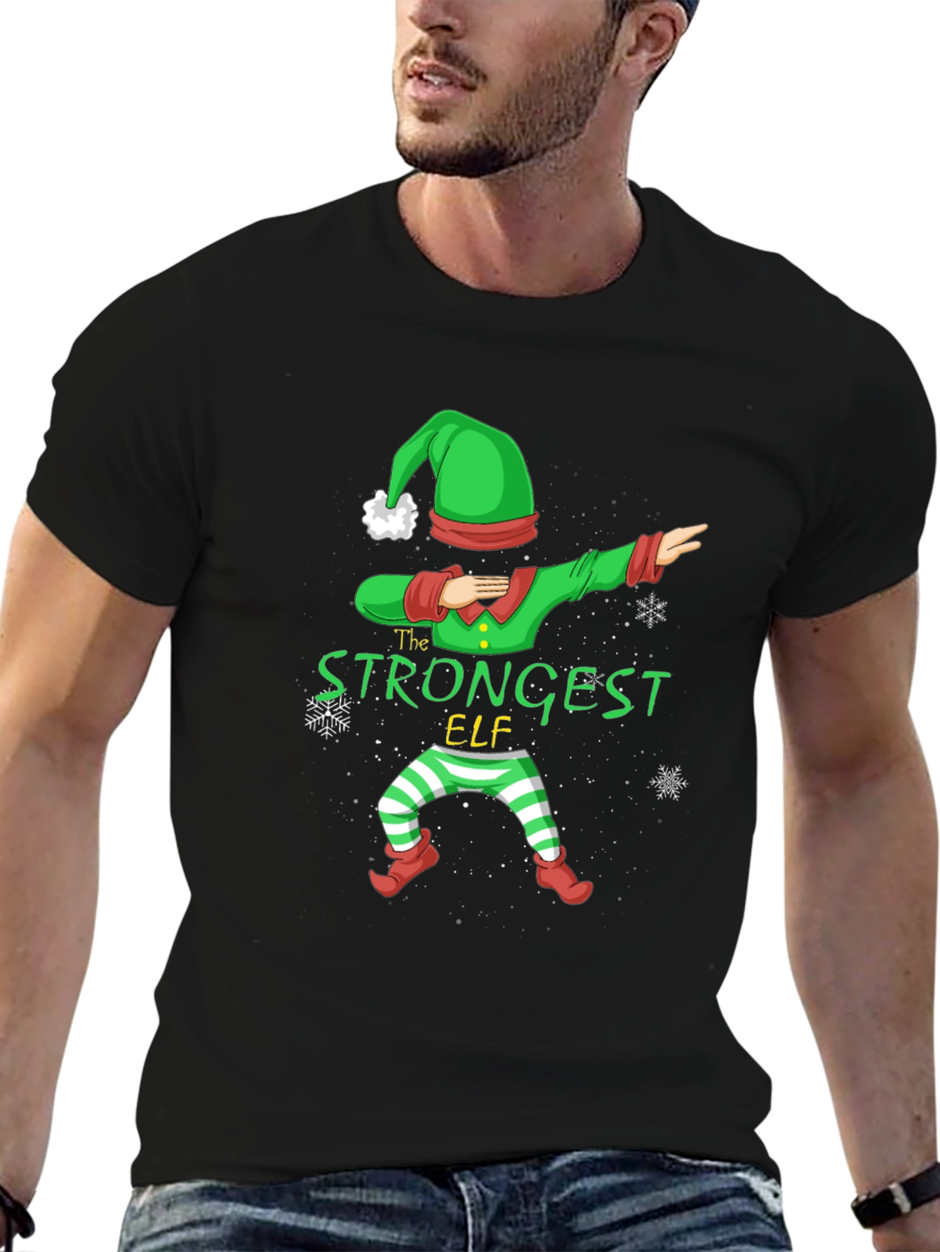 Strongest Elf Christmas Dabbing T-Shirt
