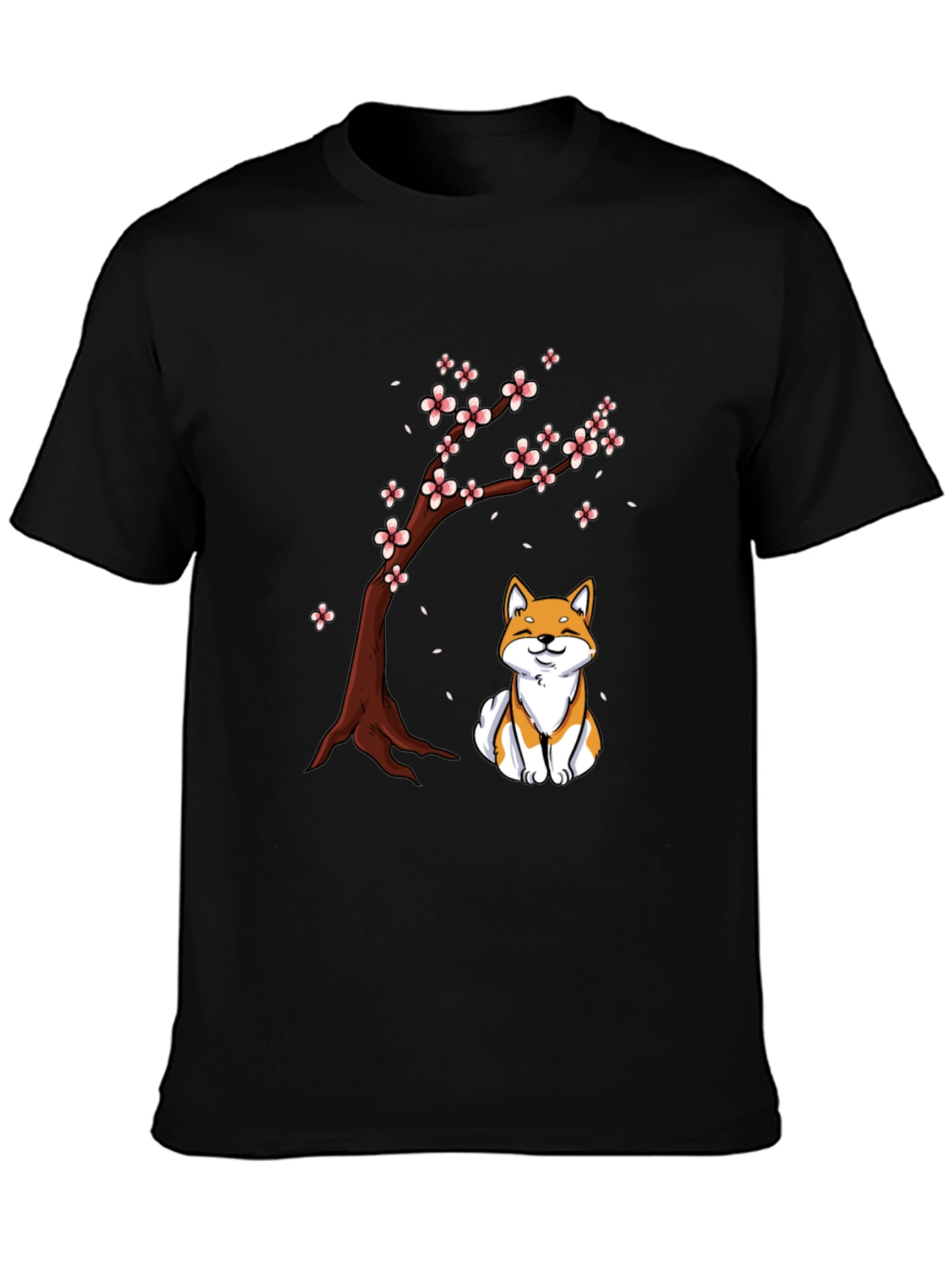 Shiba Inu Under Sakura Tree Graphic T-Shirt