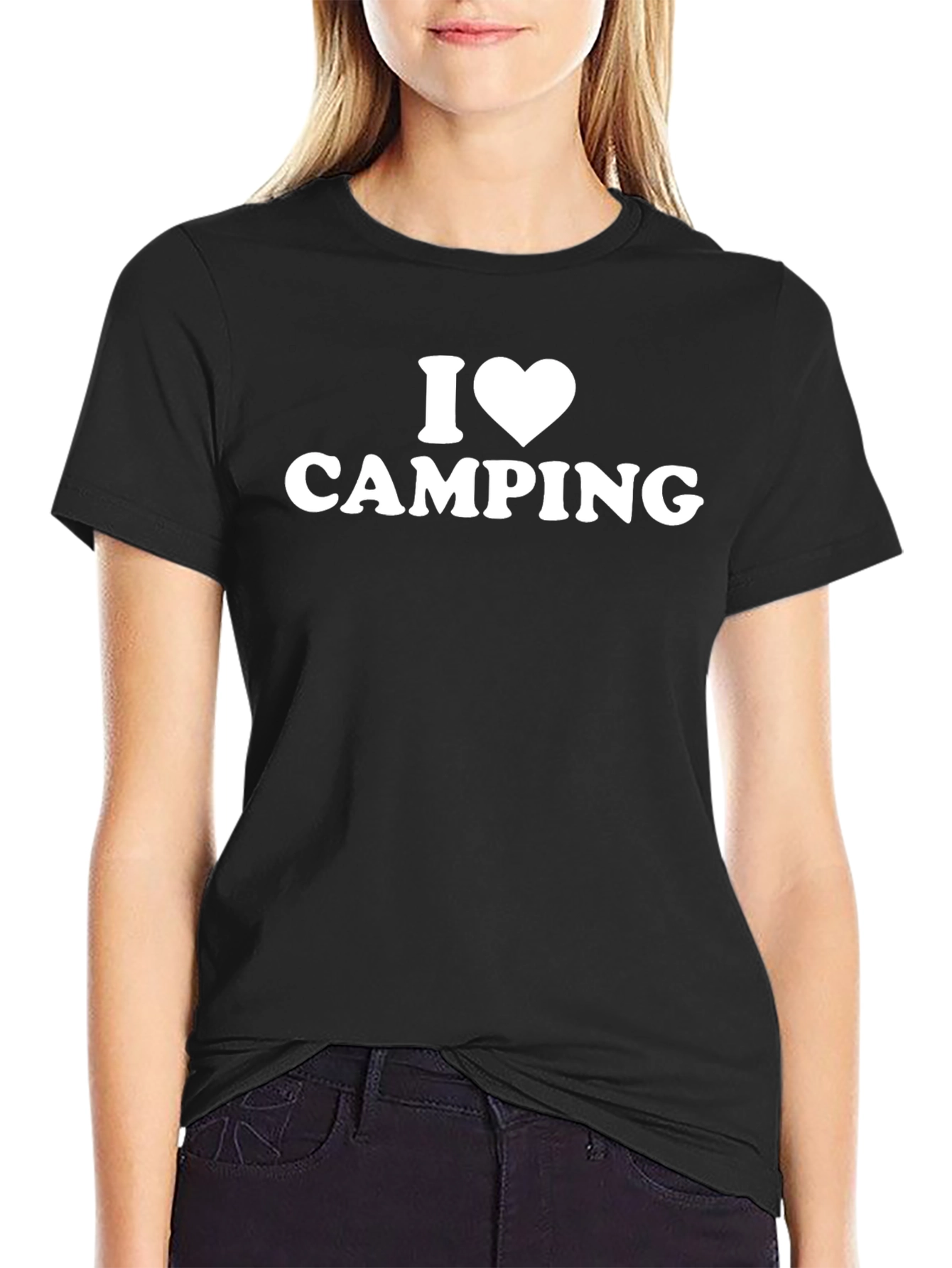 I Love Camping T-Shirt - Black Cotton Blend