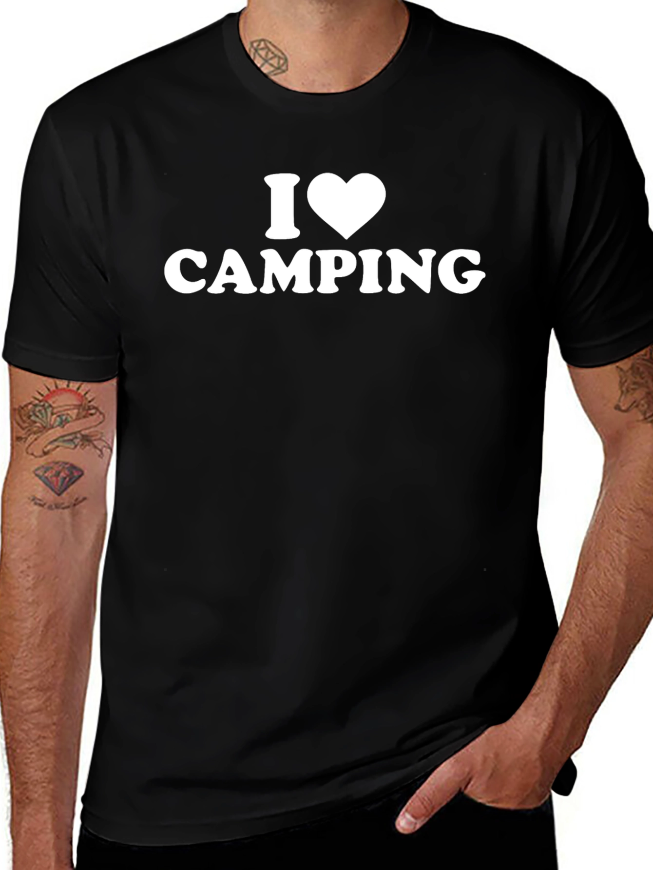 I Love Camping T-Shirt - Black Cotton Blend