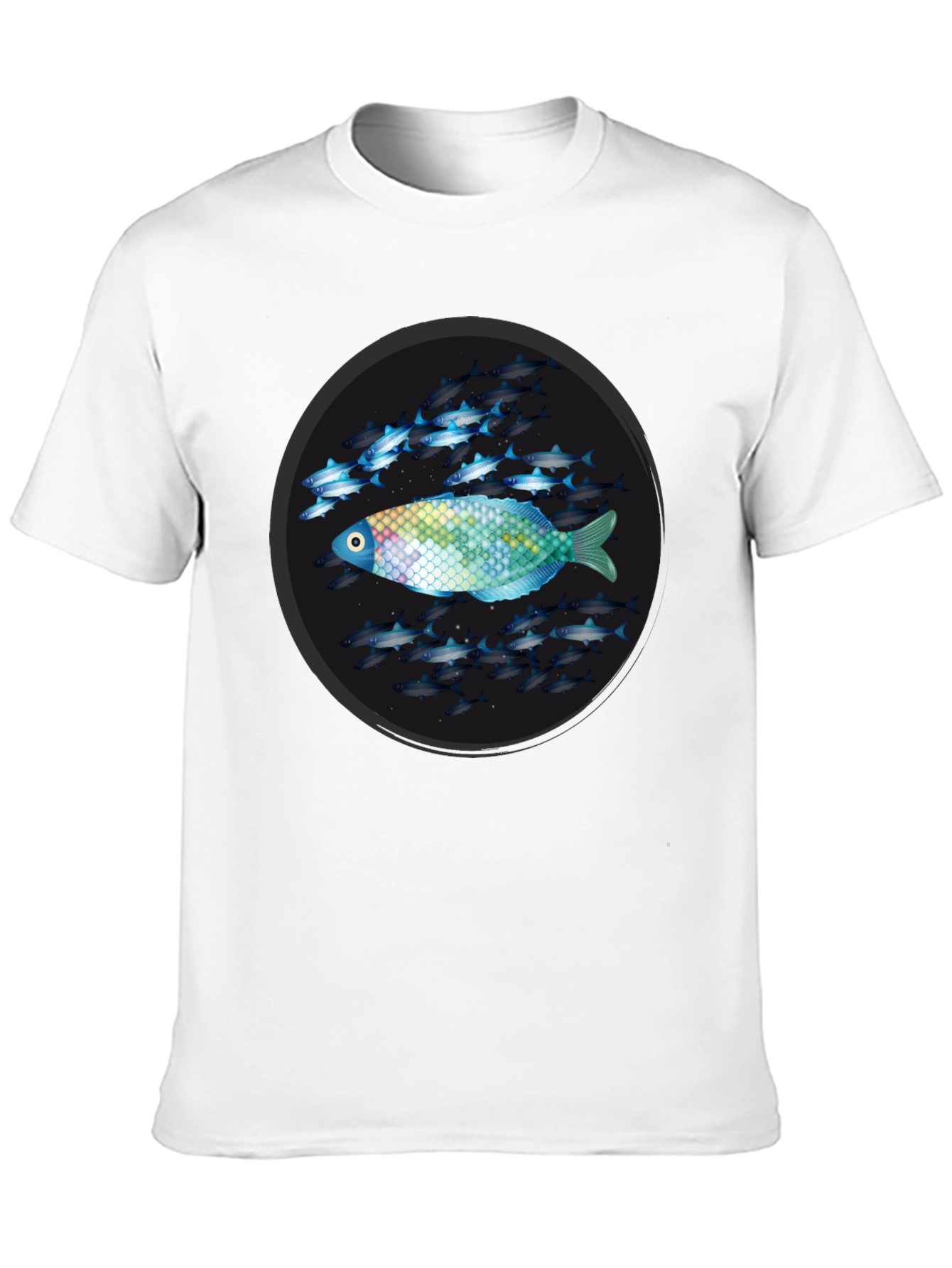 Unique Fish Design Black T-Shirt