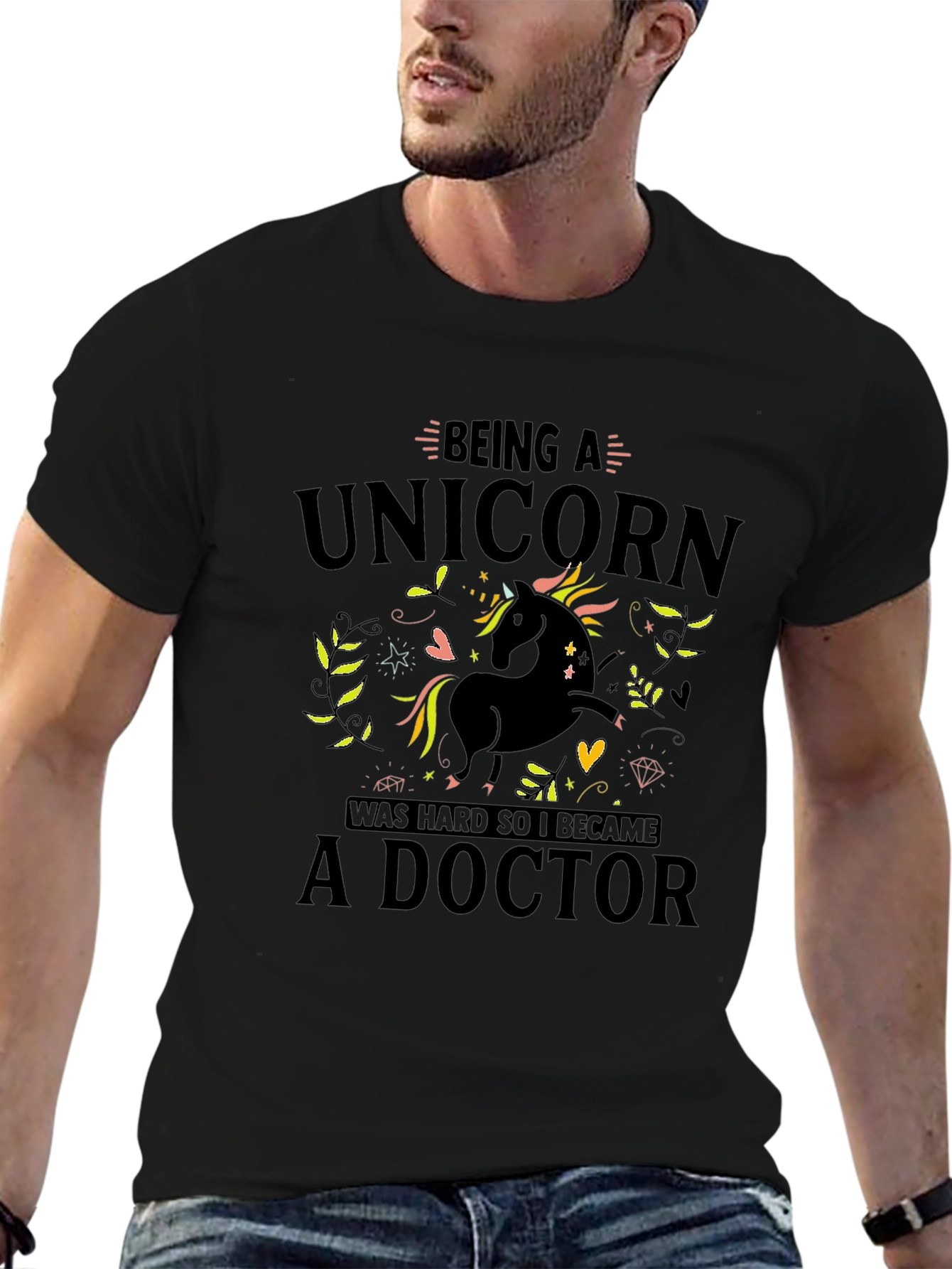 Unicorn Doctor Black T-Shirt