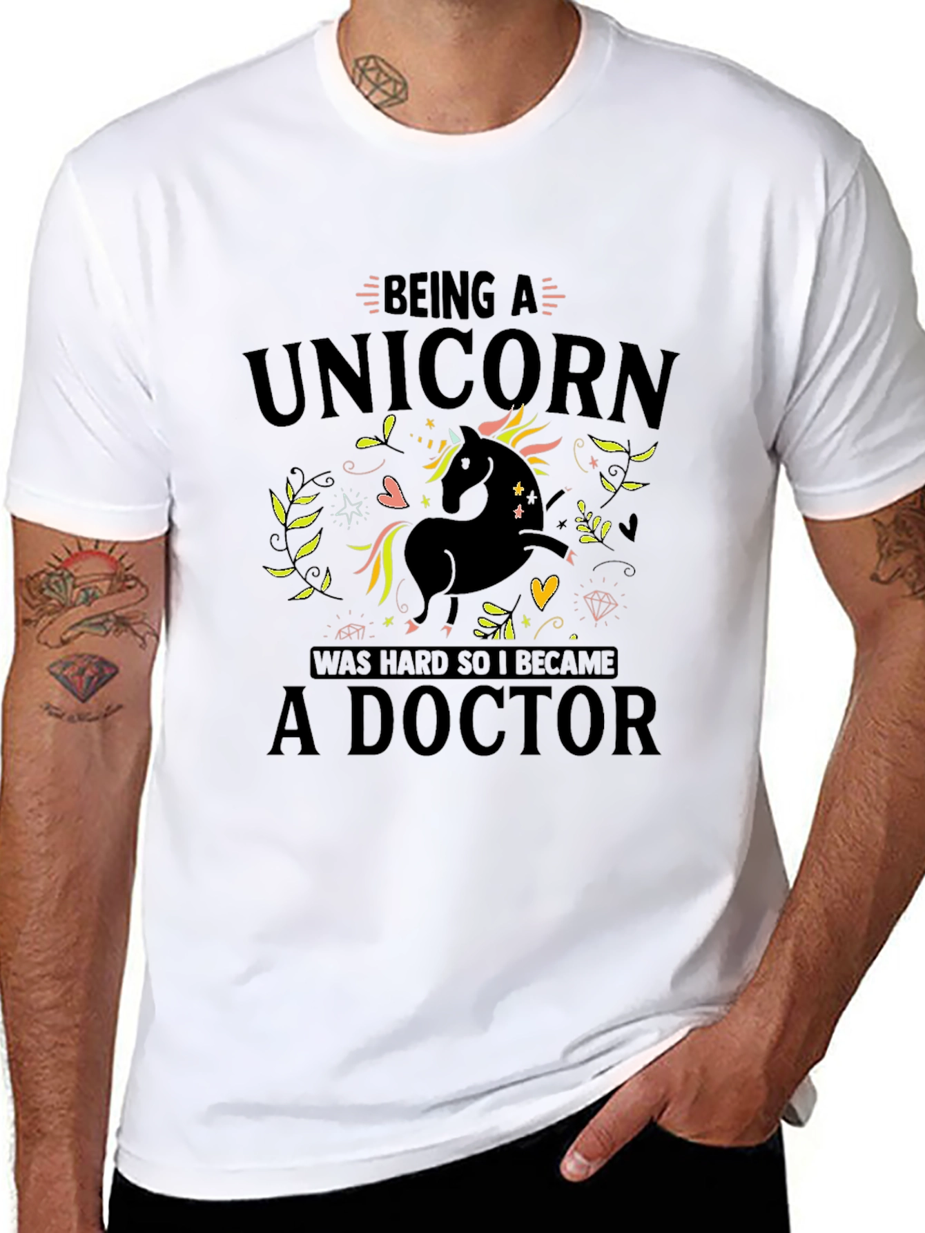 Unicorn Doctor Black T-Shirt