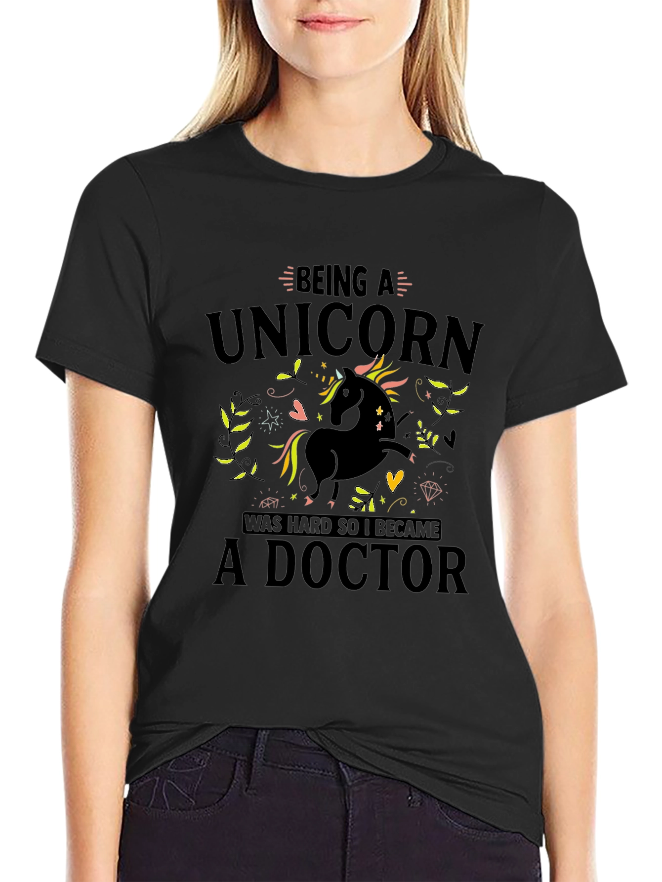 Unicorn Doctor Black T-Shirt