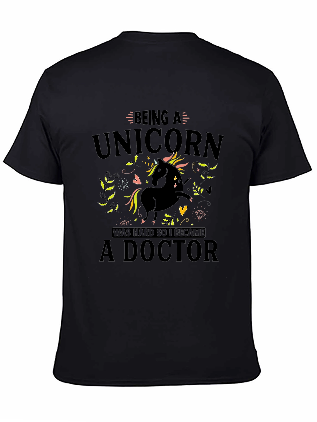 Unicorn Doctor Black T-Shirt