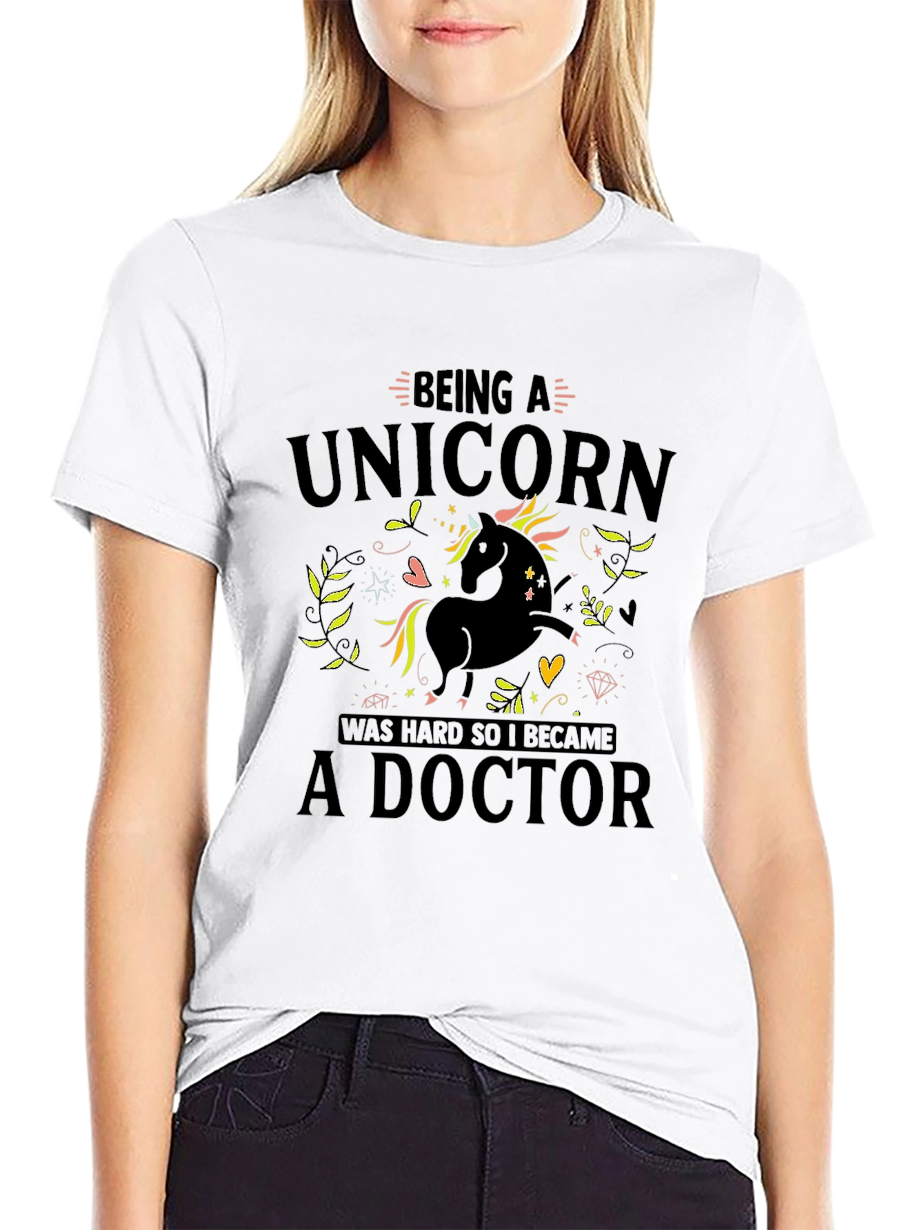 Unicorn Doctor Black T-Shirt