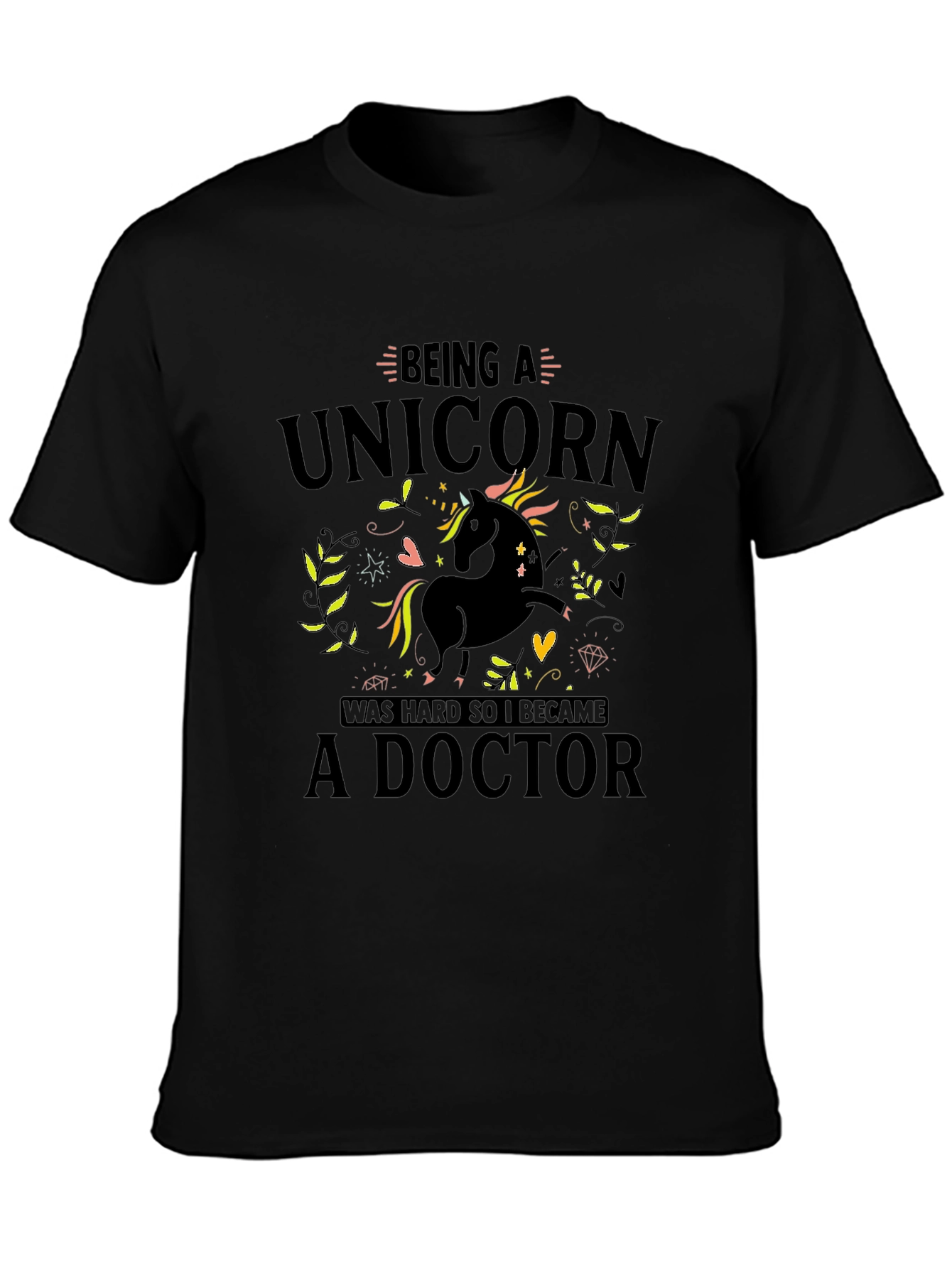 Unicorn Doctor Black T-Shirt