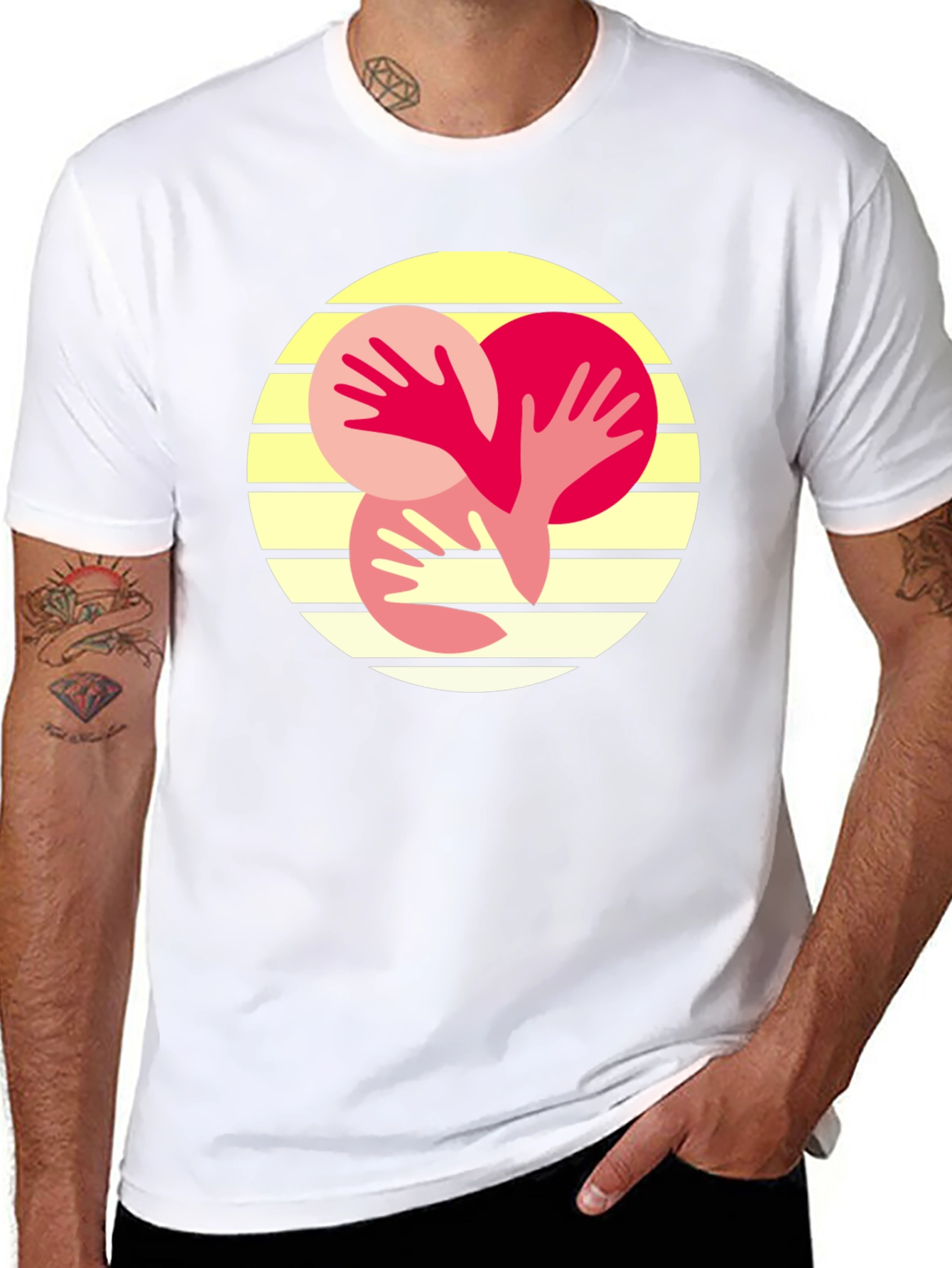Abstract Hands Graphic Tee - Black