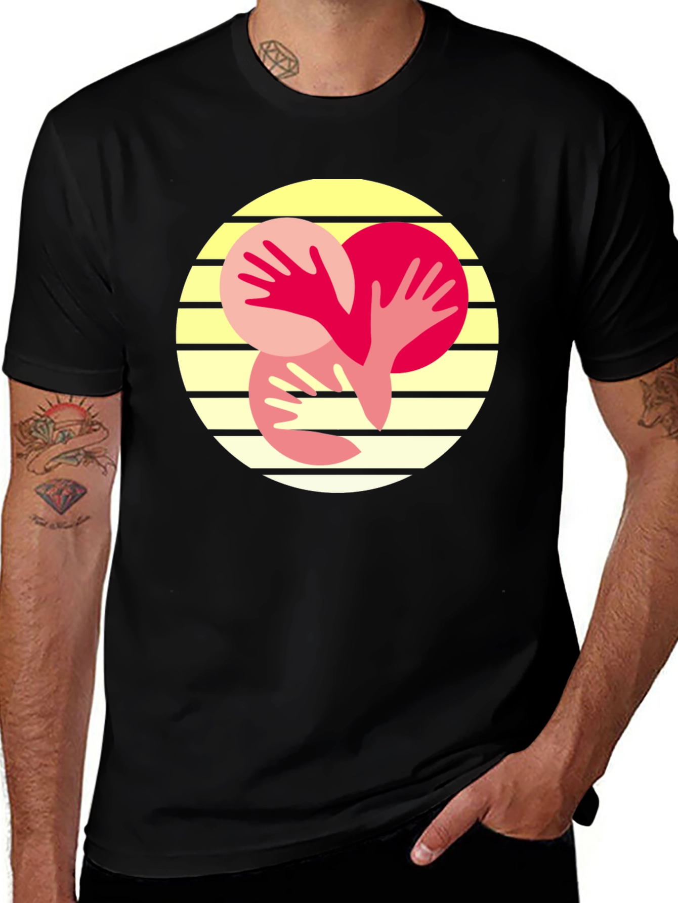 Abstract Hands Graphic Tee - Black