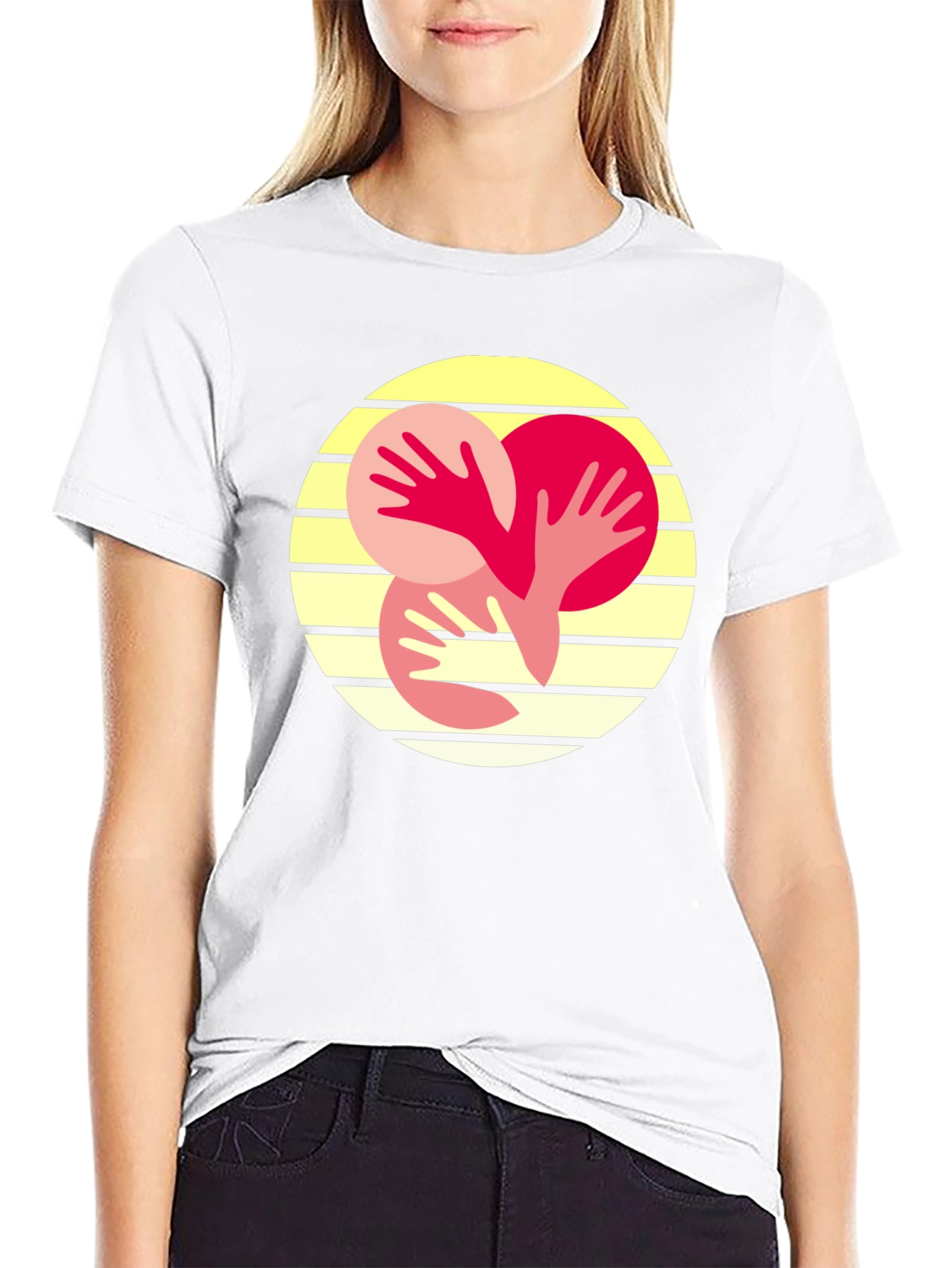Abstract Hands Graphic Tee - Black
