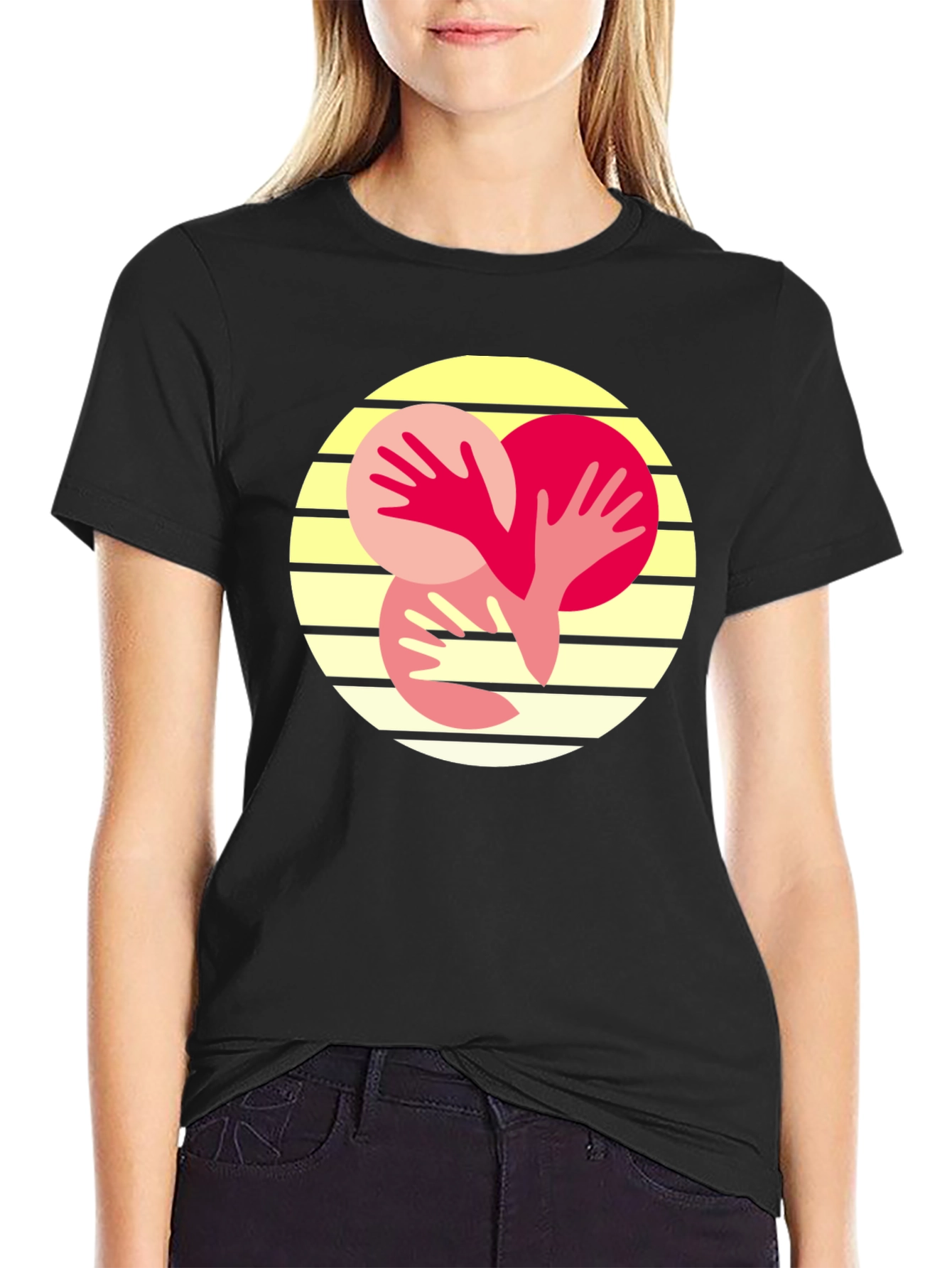 Abstract Hands Graphic Tee - Black