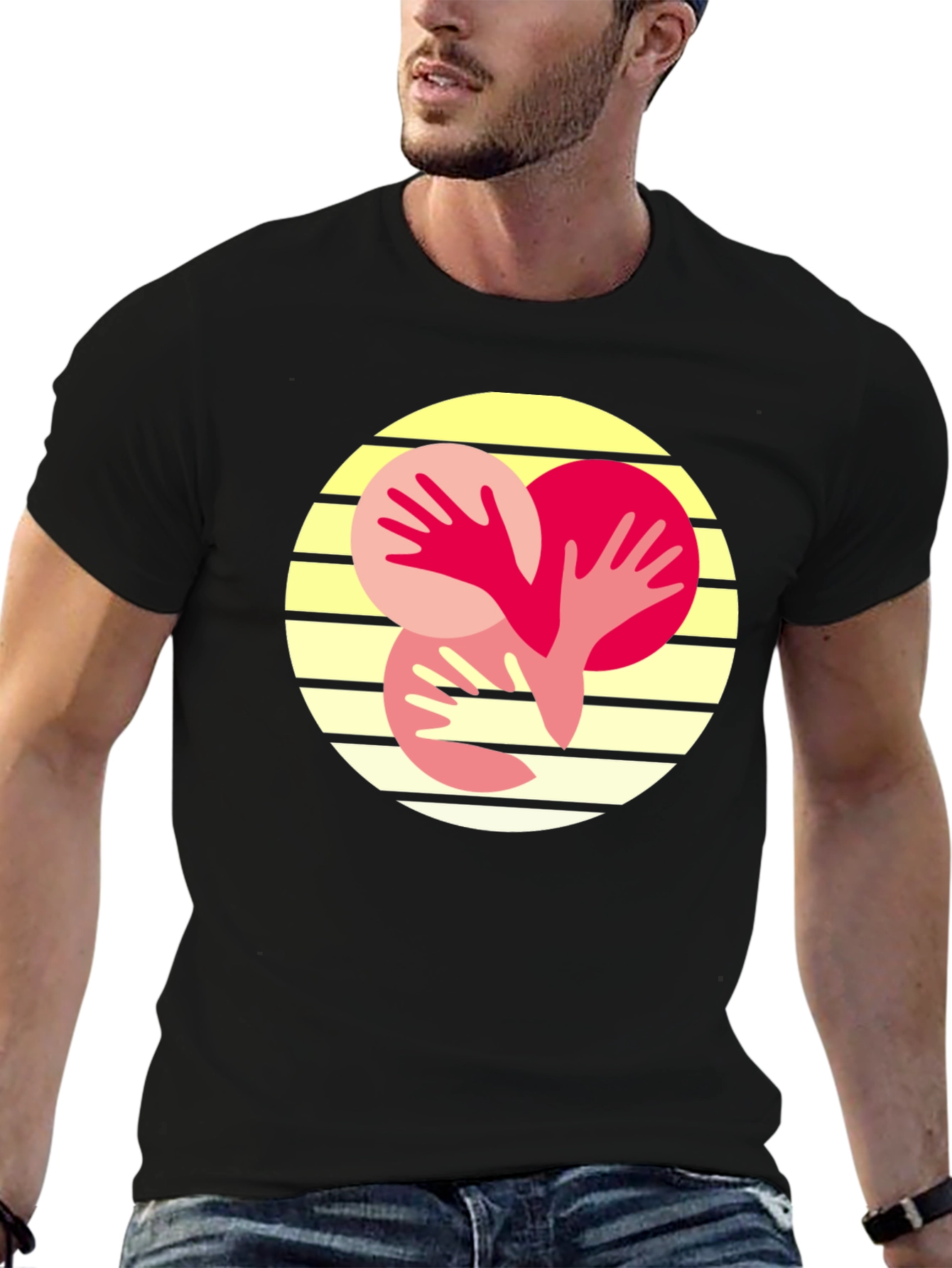 Abstract Hands Graphic Tee - Black