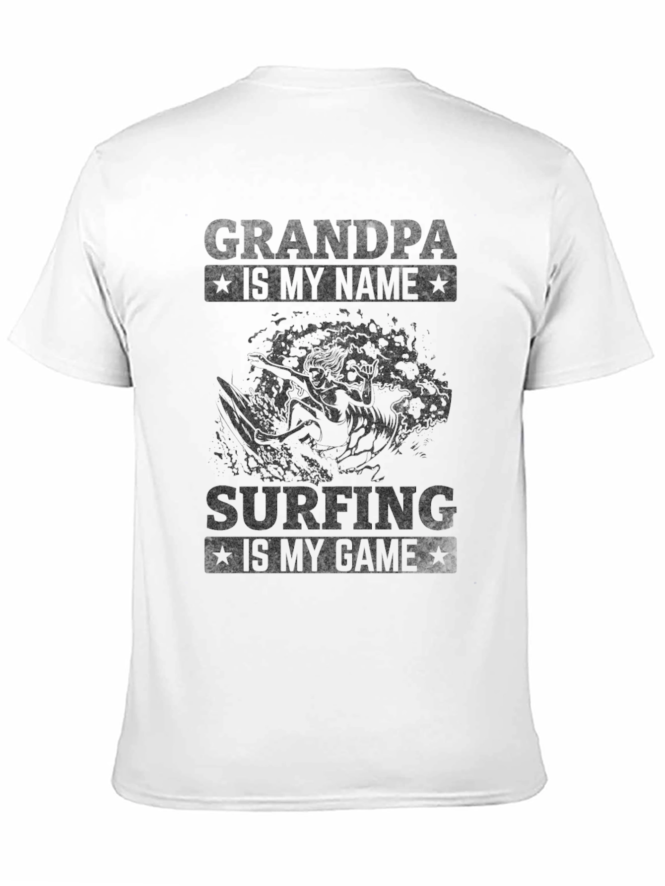 Grandpa Surfing T-Shirt - Black Cotton Tee