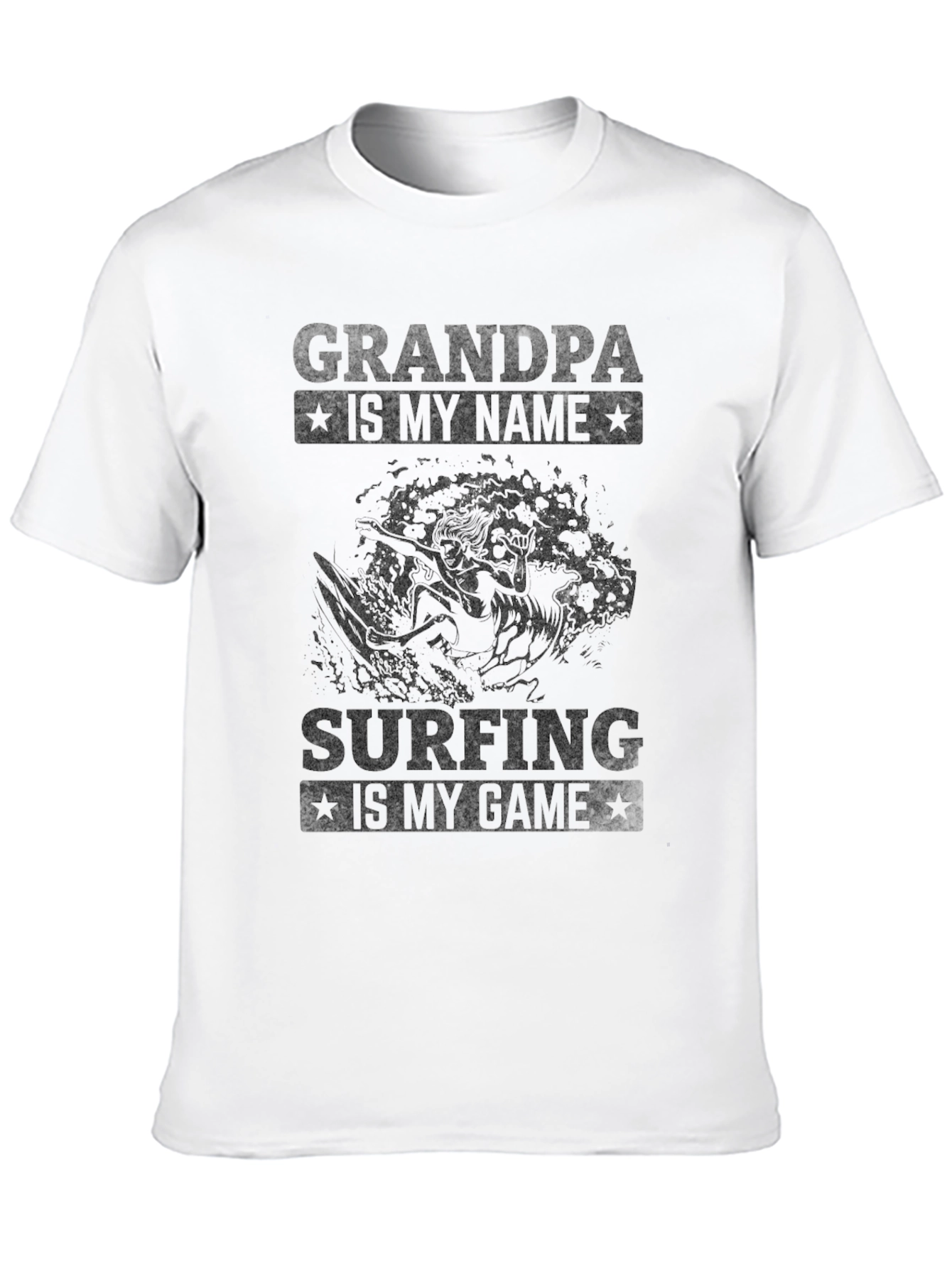 Grandpa Surfing T-Shirt - Black Cotton Tee