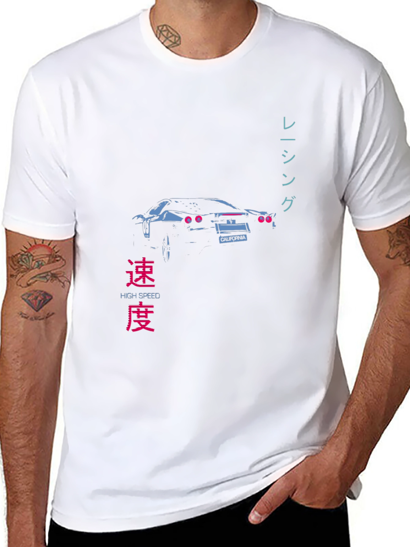 Retro High Speed Racing Car Graphic Tee - Black