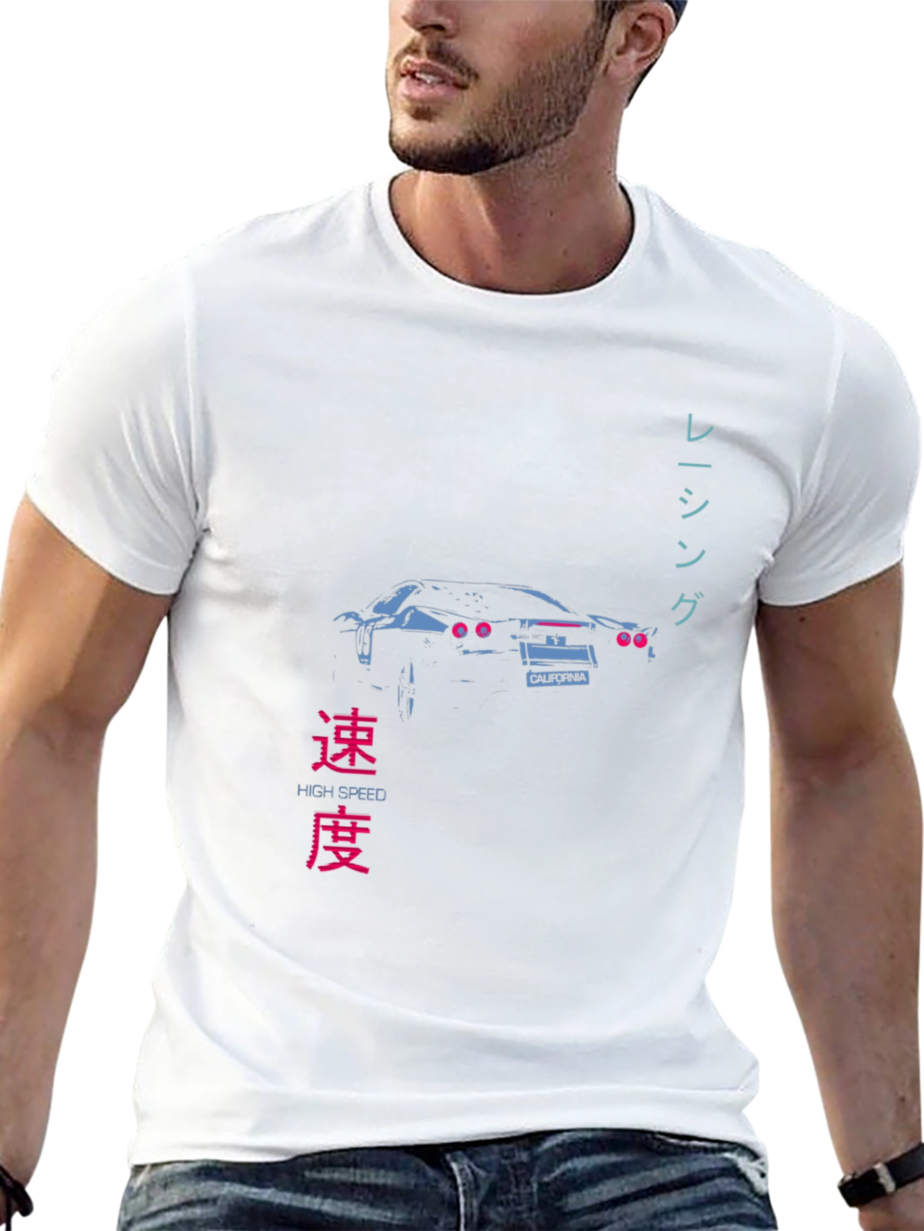 Retro High Speed Racing Car Graphic Tee - Black