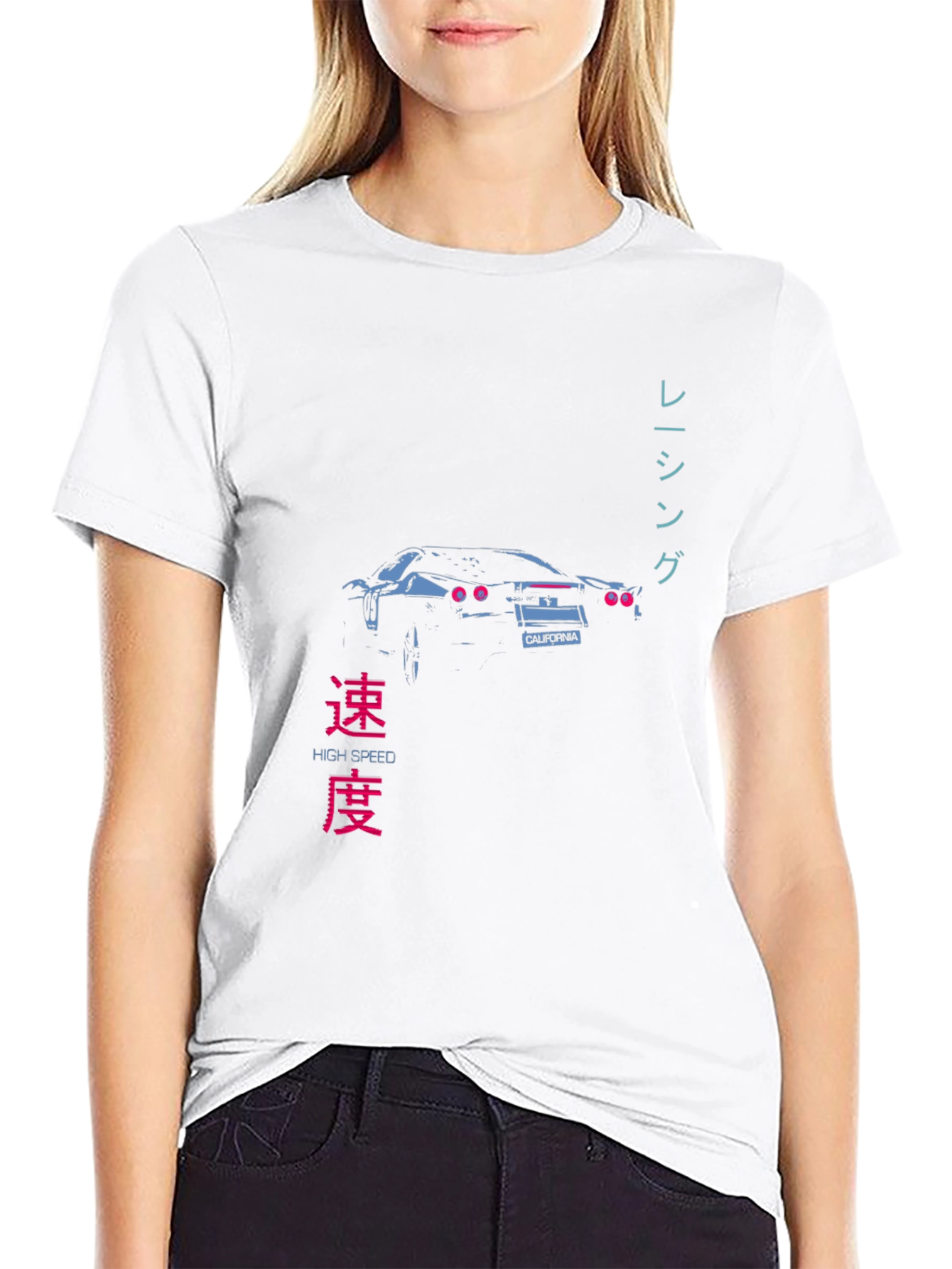 Retro High Speed Racing Car Graphic Tee - Black