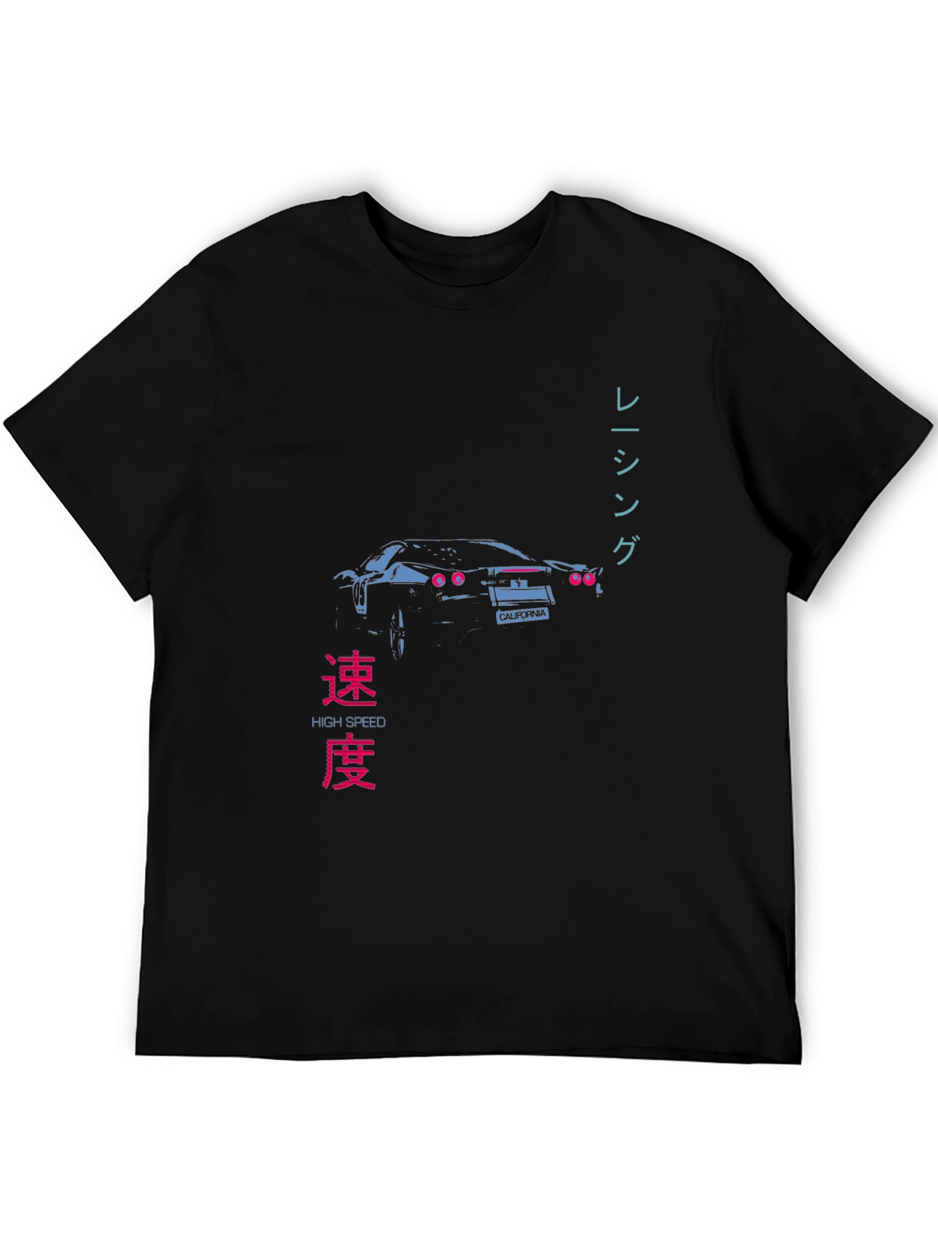 Retro High Speed Racing Car Graphic Tee - Black