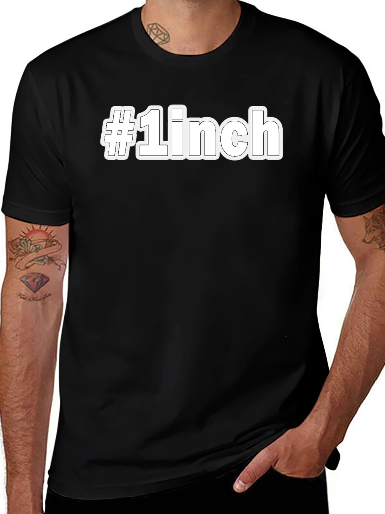 #1Inch Black Cotton Graphic Tee